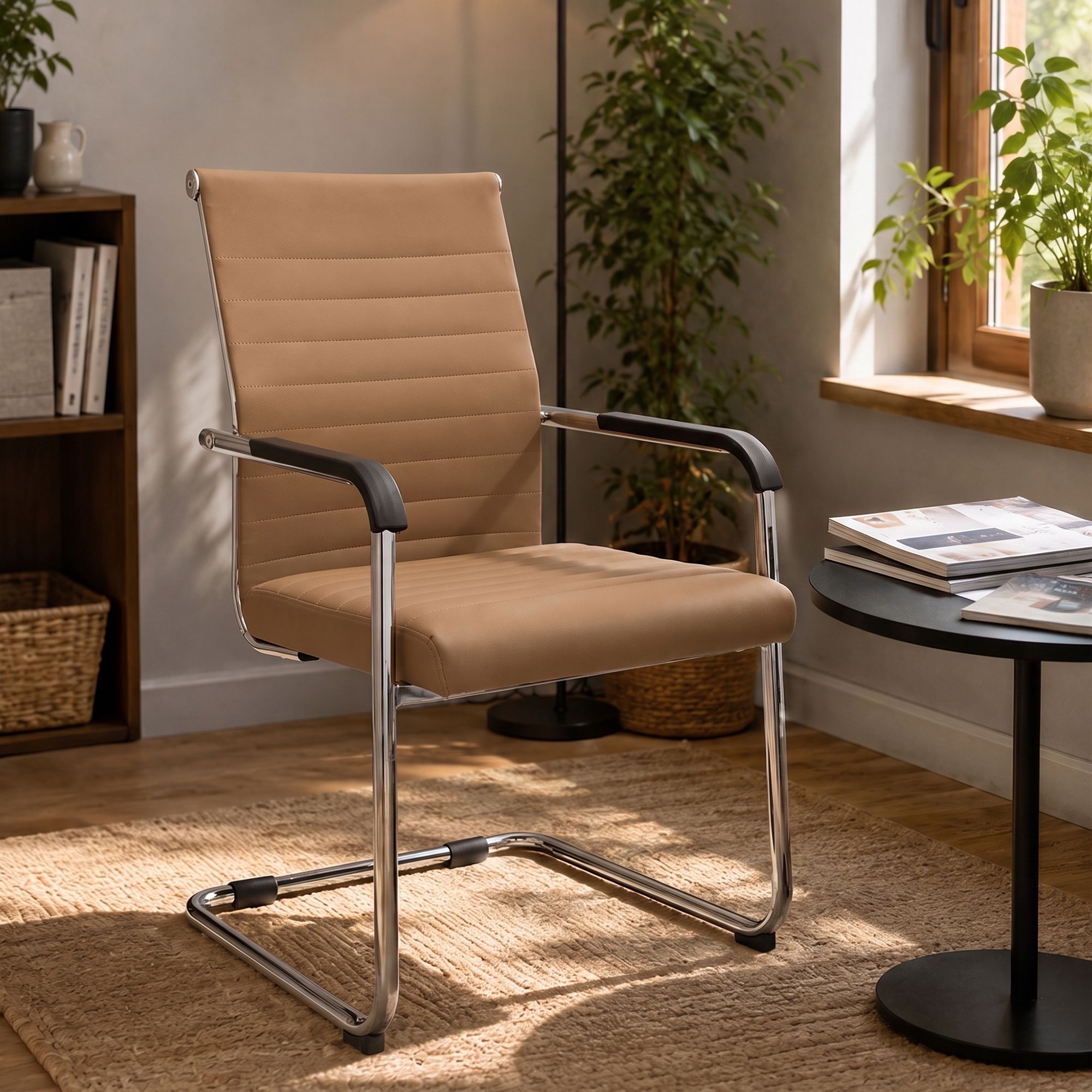 Freischwinger Hakon i skinnlook &ndash; moderne stol med komfort og stil til spiseplassen din