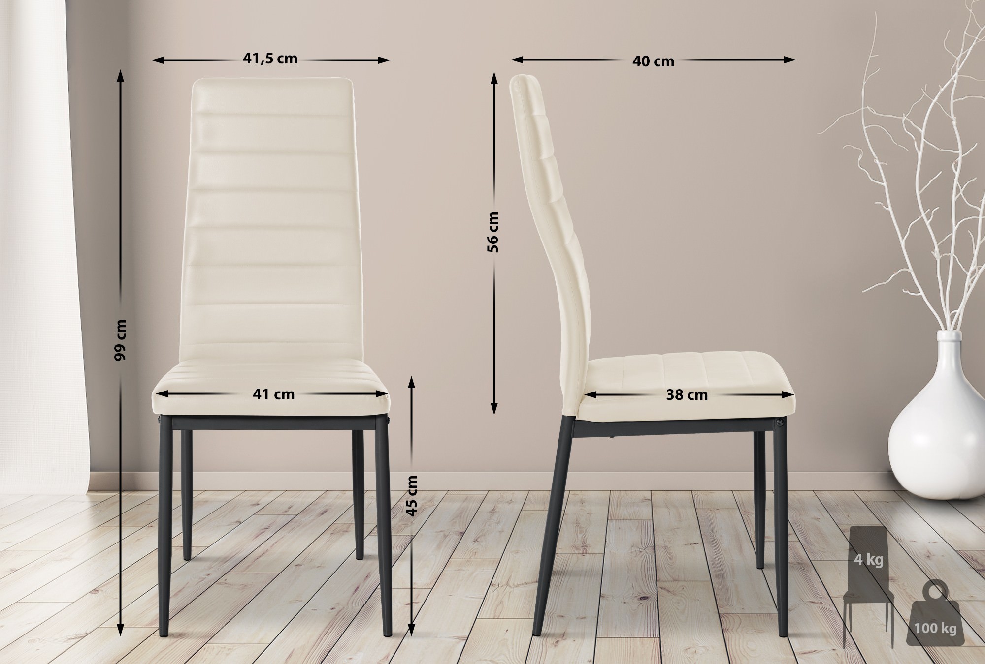 Sett med 6 spisestuestoler Mayfair