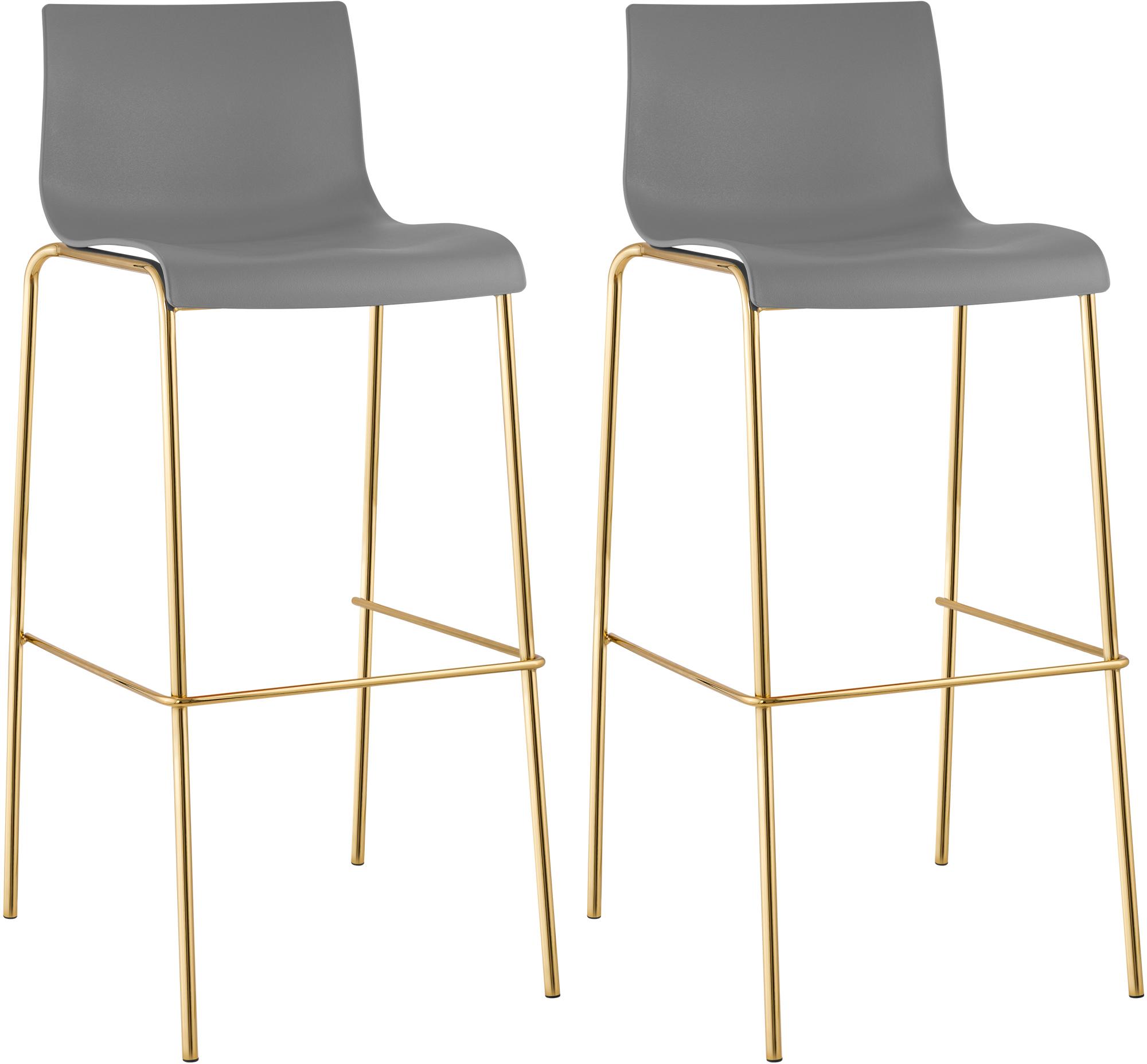 2-pk. barstoler Hover i plast, firbent gullfarget understell
