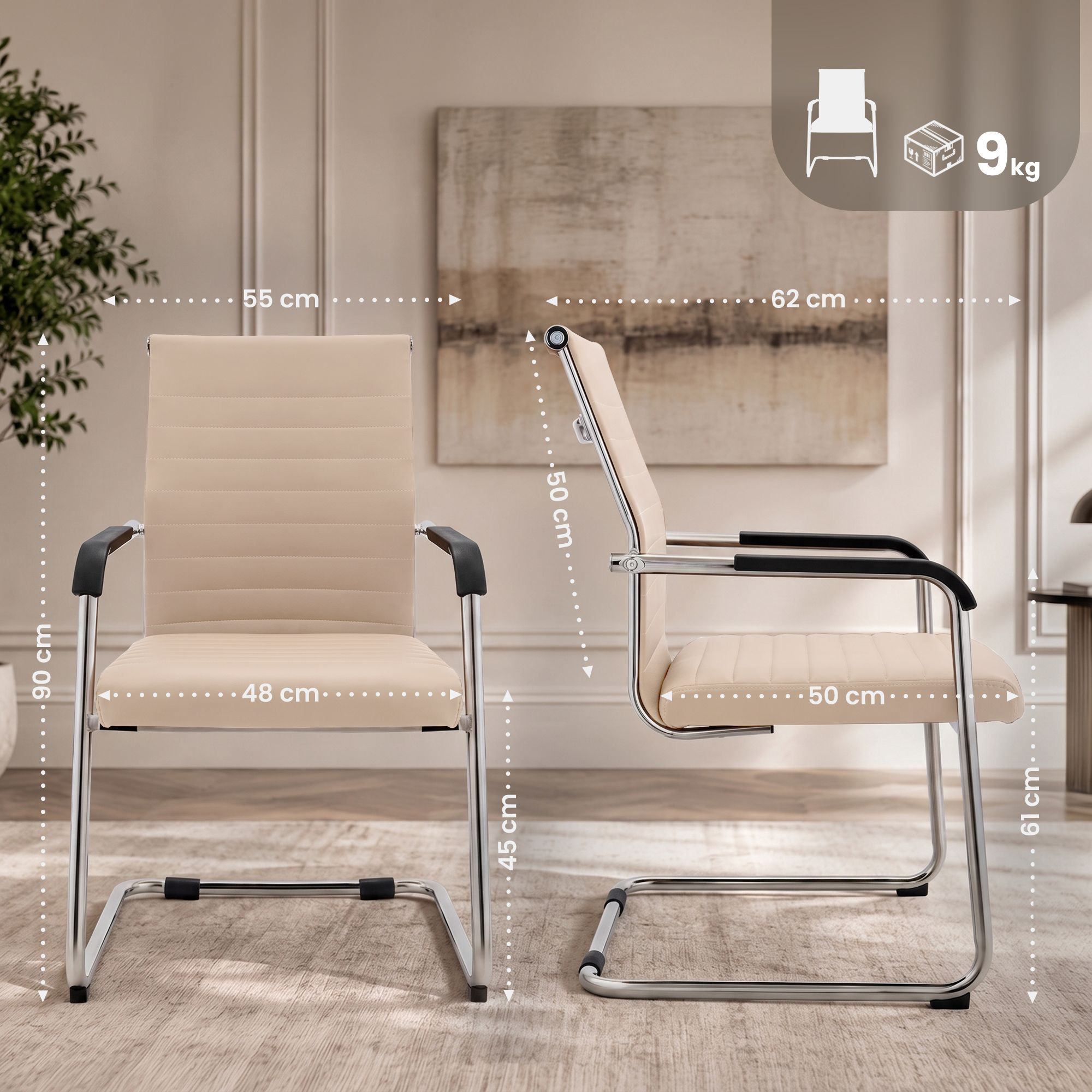 Freischwinger Hakon i skinnlook &ndash; moderne stol med komfort og stil til spiseplassen din