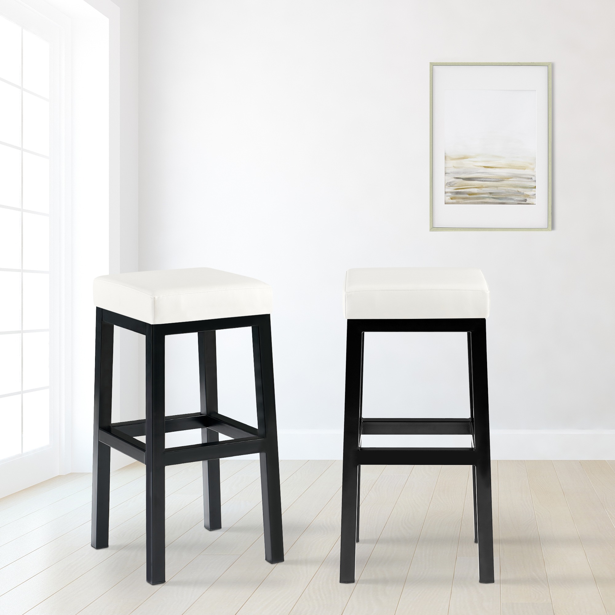 Barstol Taylor kunstlær trekk setehøyde 78 cm metallramme svart