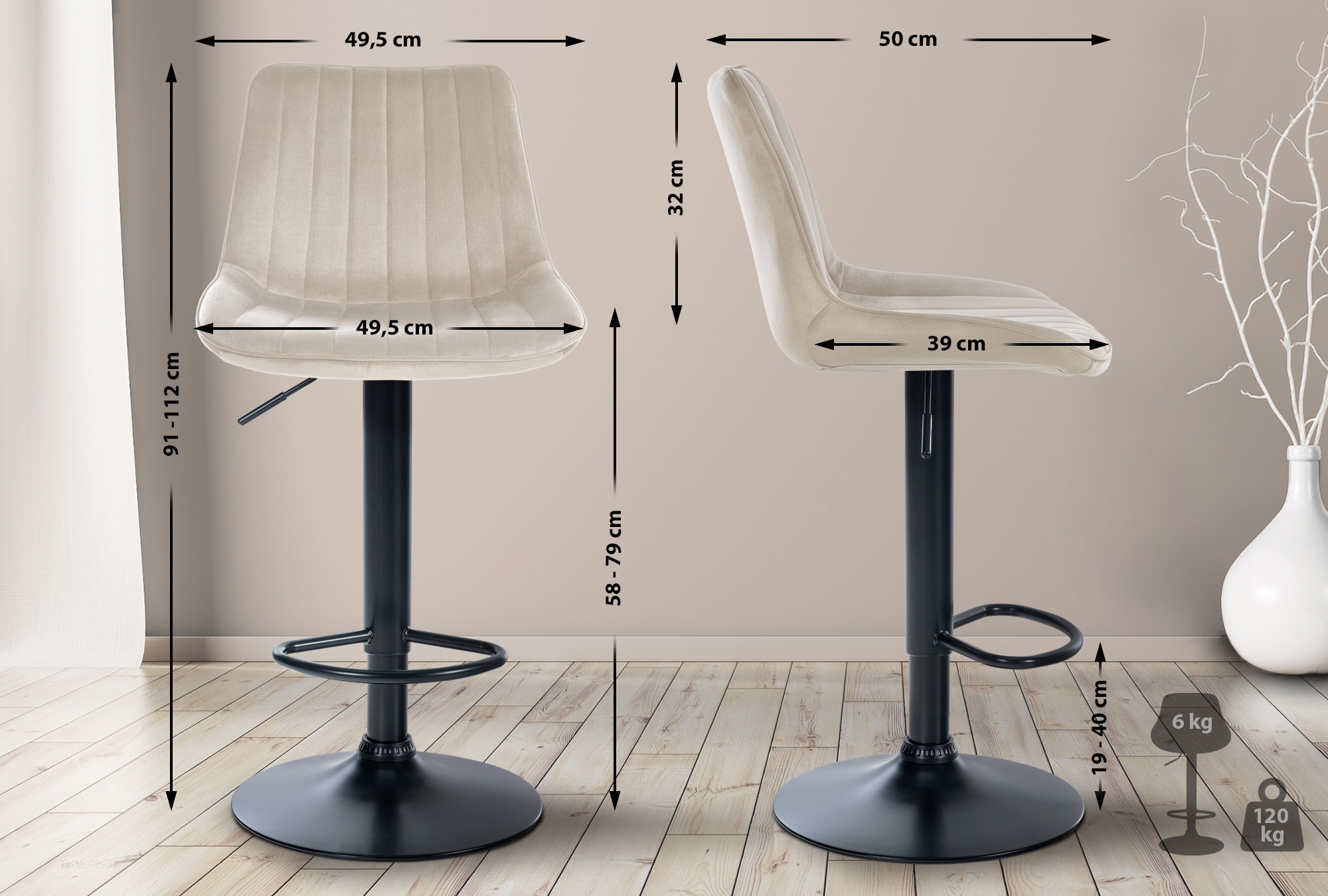 Barstol Toni Velvet