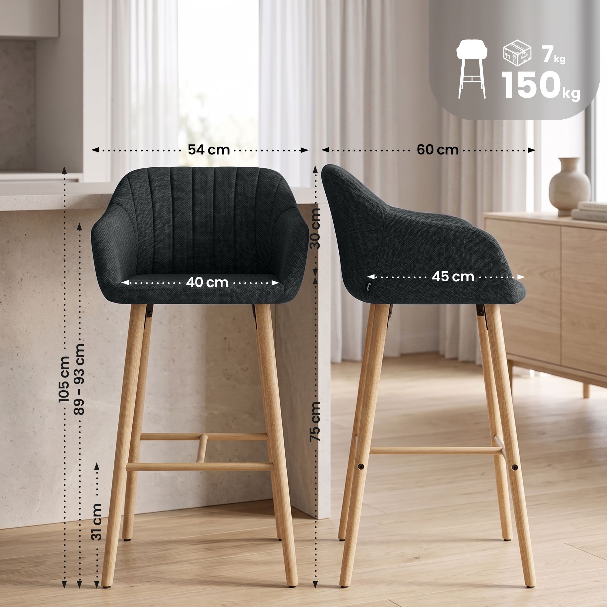 Barstol Ando i stoff &ndash; komfortabel, stilren og perfekt for moderne hjem