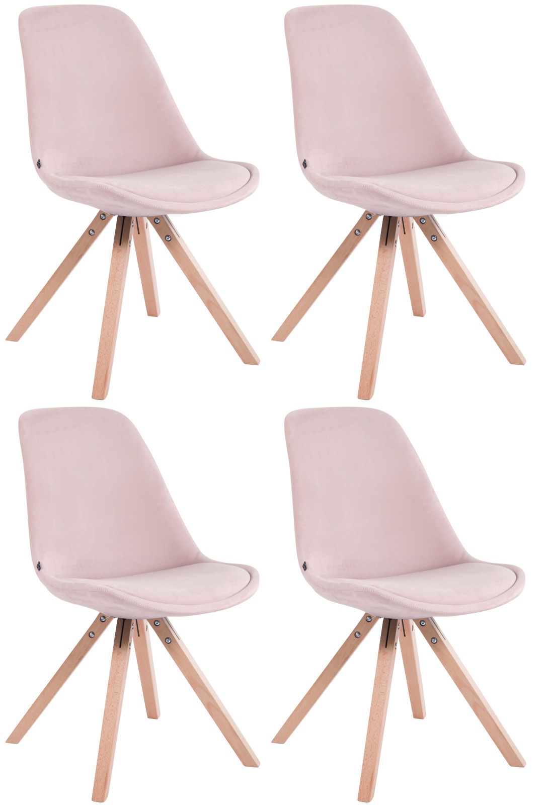 Sett med 4 stoler Toulouse Velvet Square
