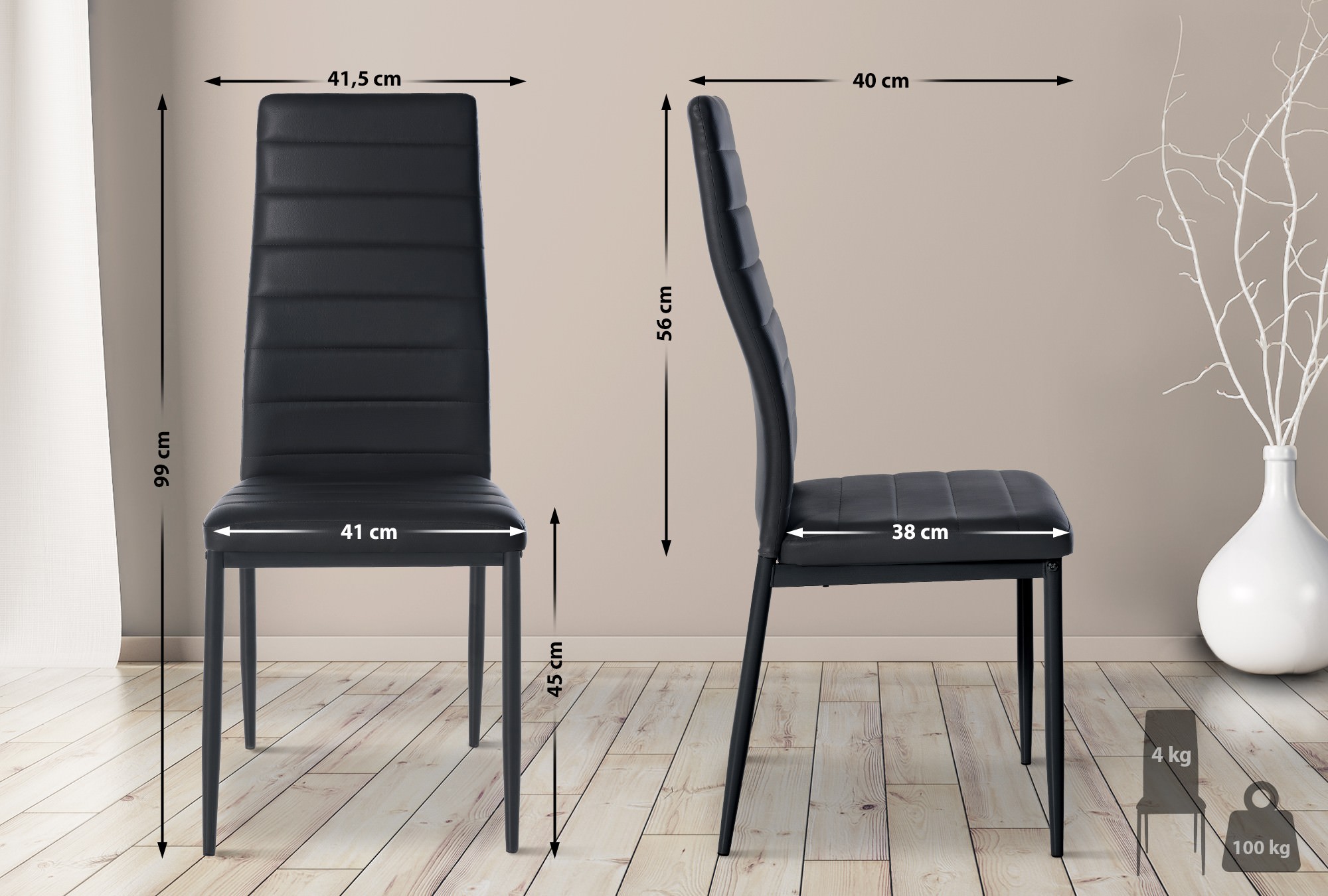Sett med 4 Mayfair spisestoler