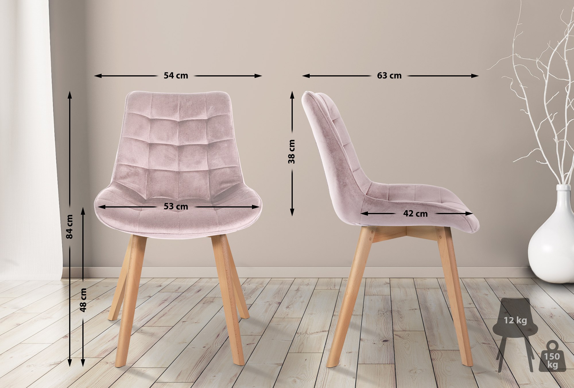 Sett med 2 stoler Brook velvet