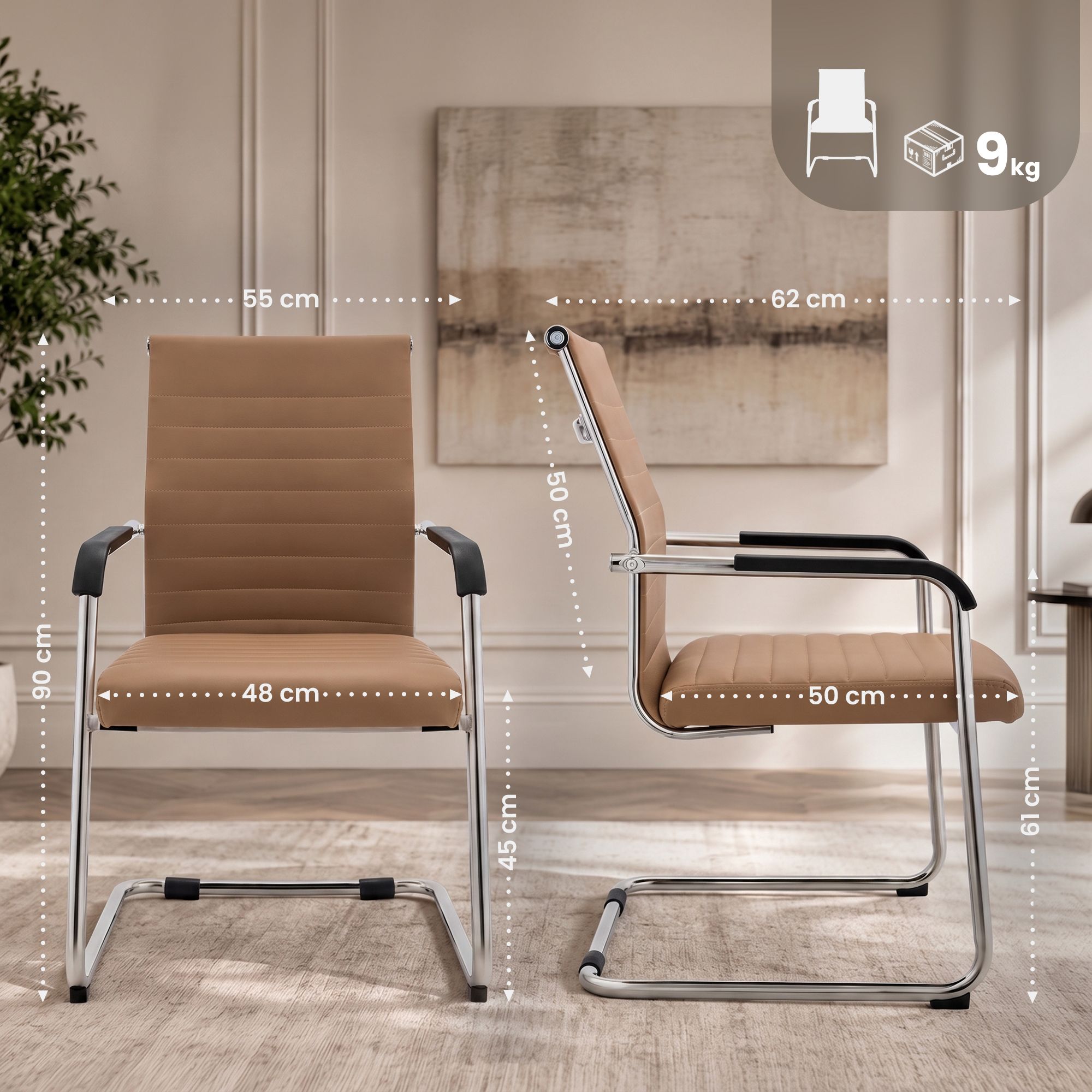 Freischwinger Hakon i skinnlook &ndash; moderne stol med komfort og stil til spiseplassen din