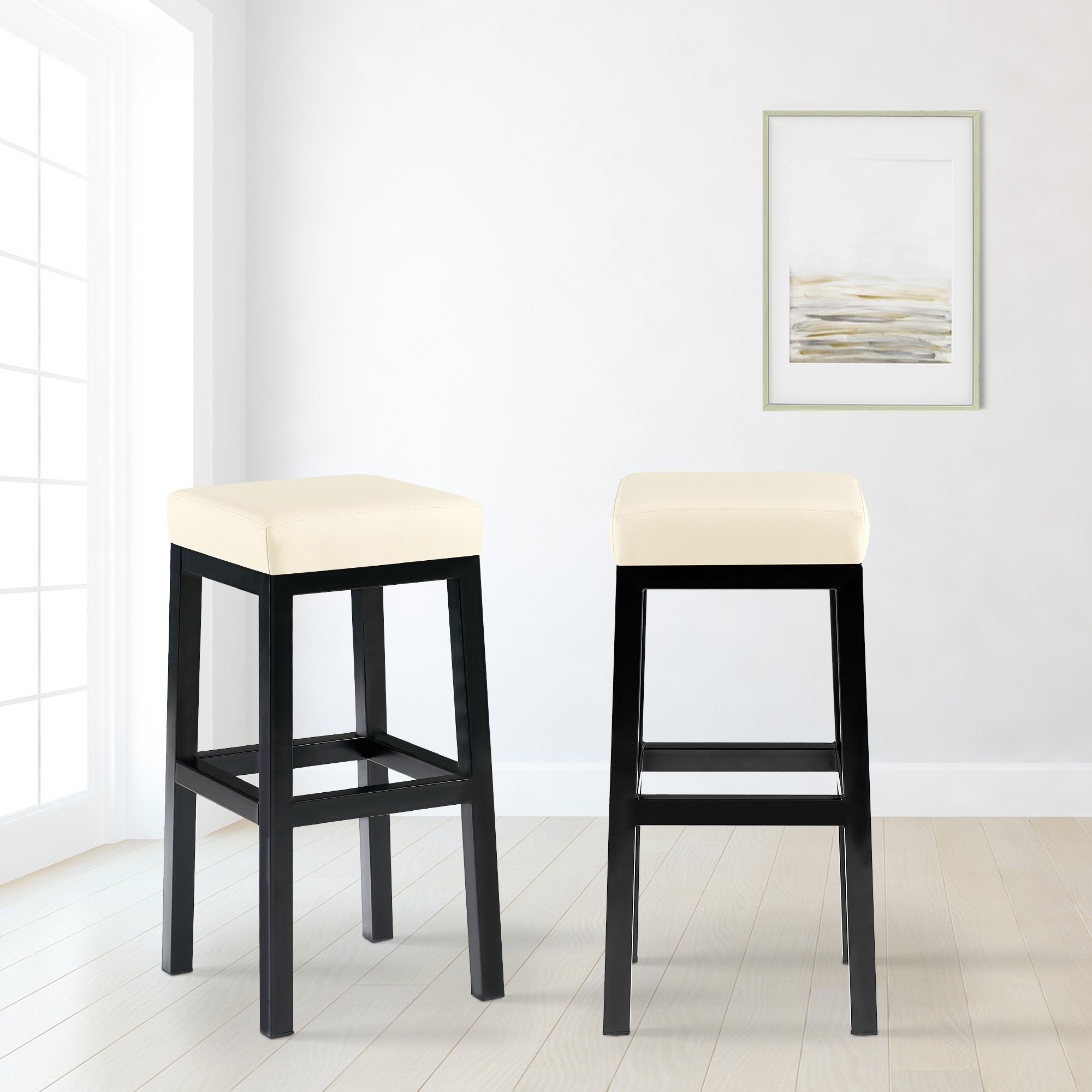 Barstol Taylor kunstlær trekk setehøyde 78 cm metallramme svart