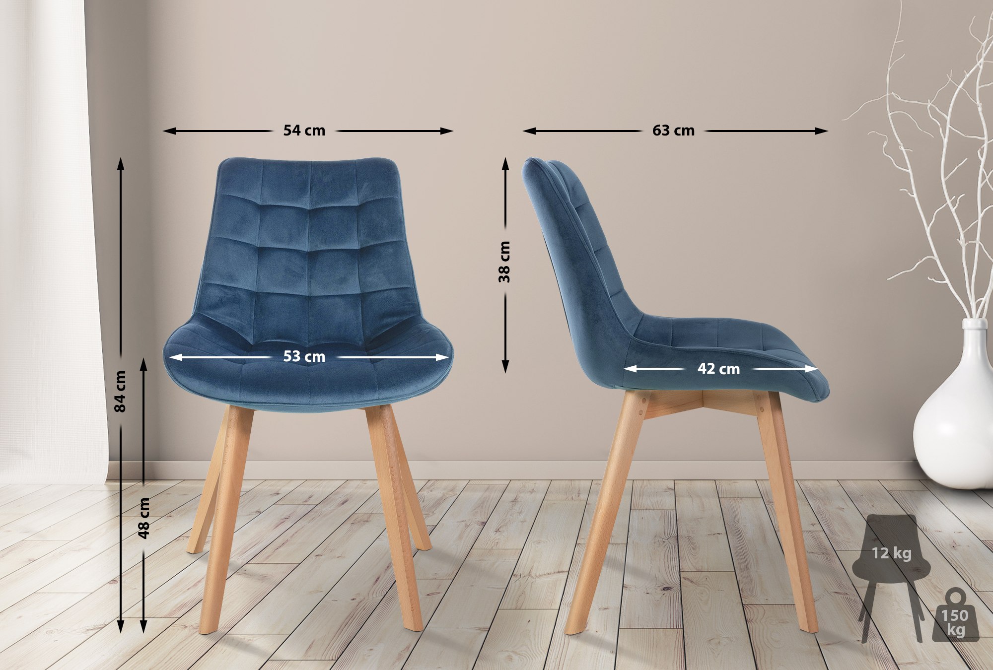 Sett med 2 stoler Brook velvet