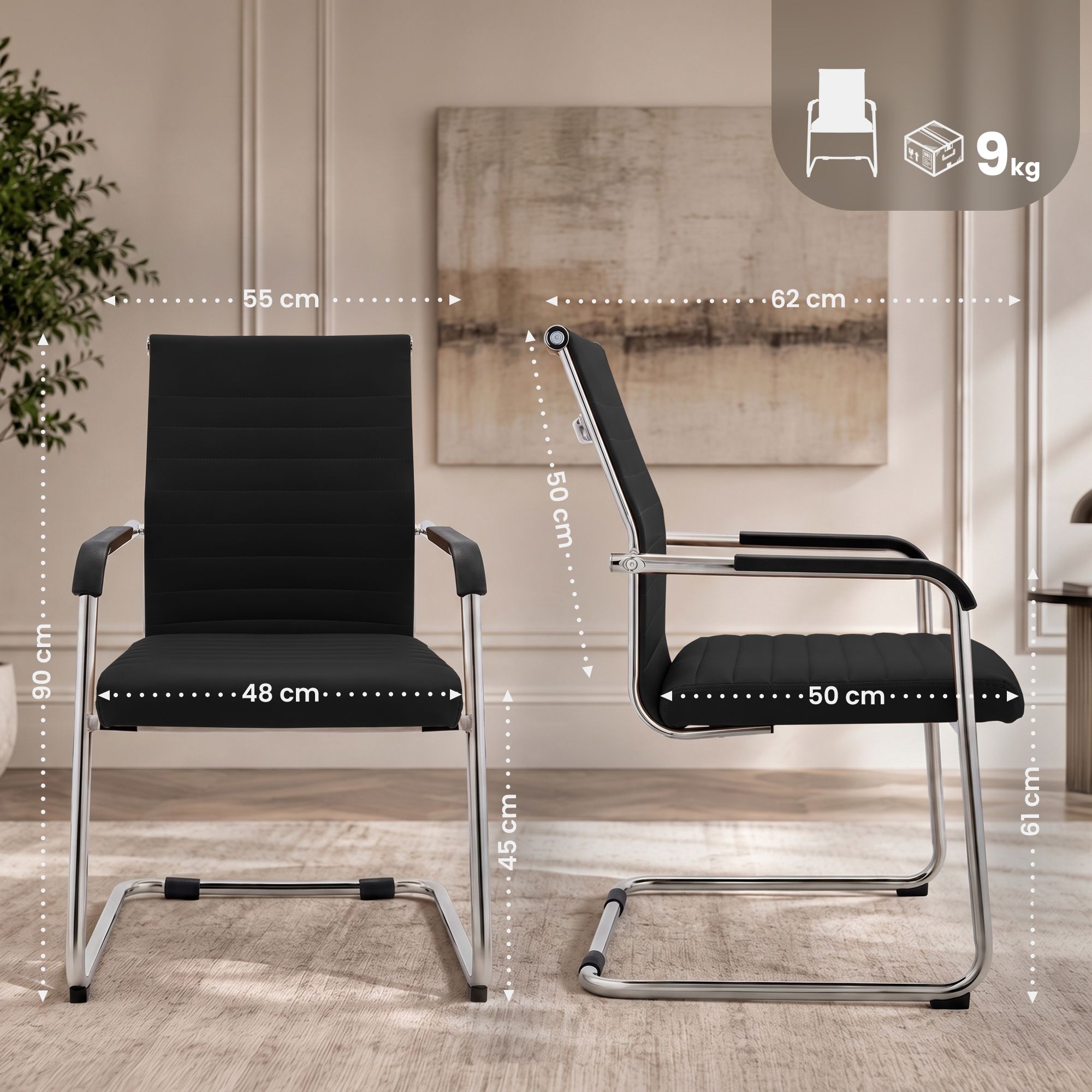 Freischwinger Hakon i skinnlook &ndash; moderne stol med komfort og stil til spiseplassen din