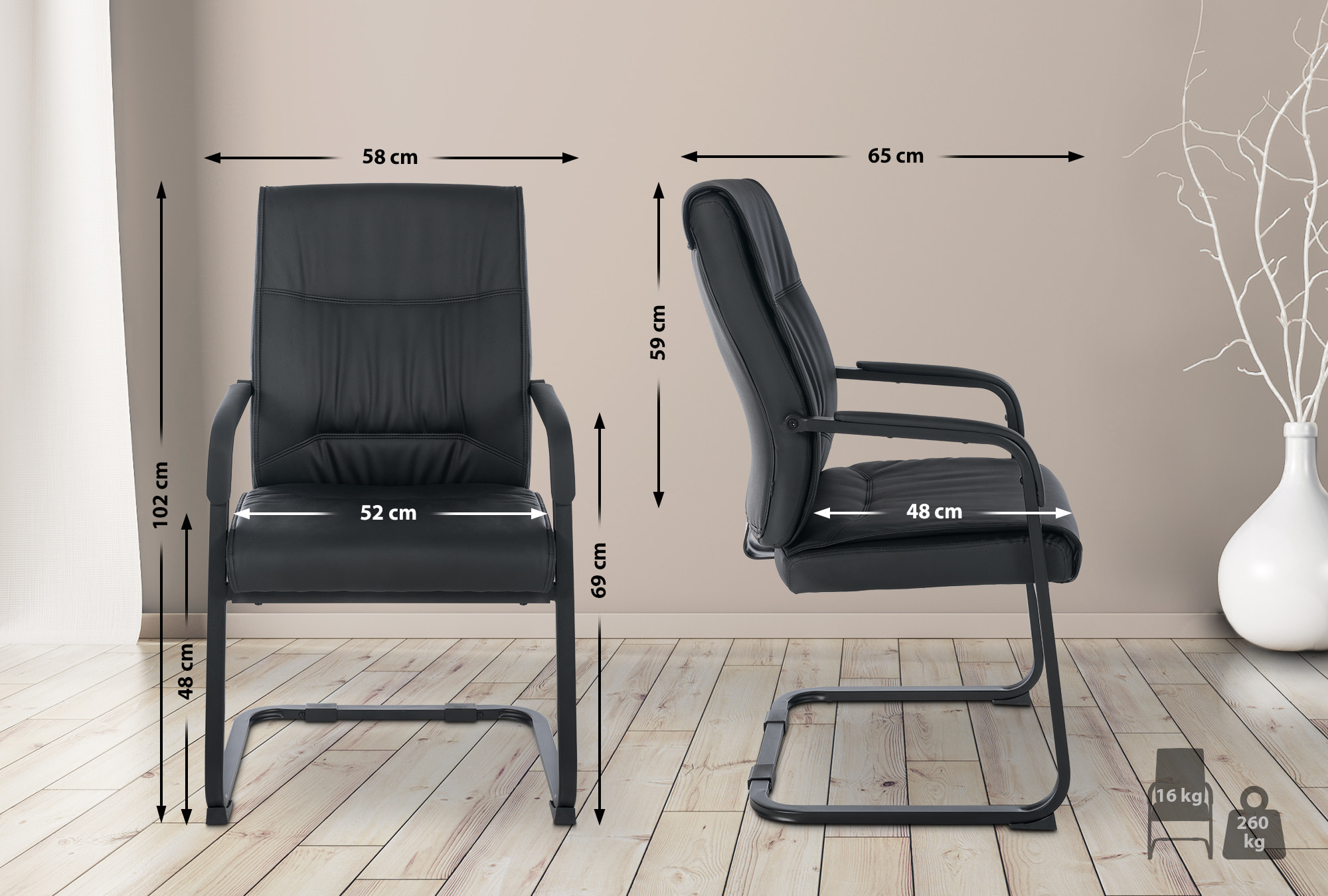 XL Anubis besøksstol i kunstskinn