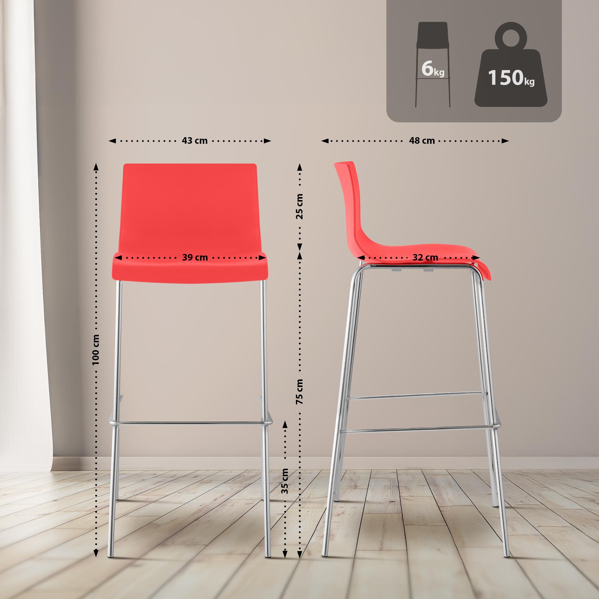 Hover barstol, plast, 4-ben design