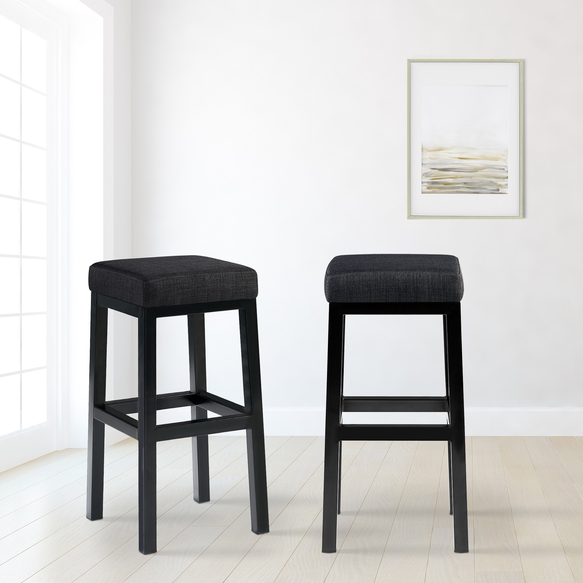Barstol Taylor stofftrekk setehøyde 78 cm metallramme svart