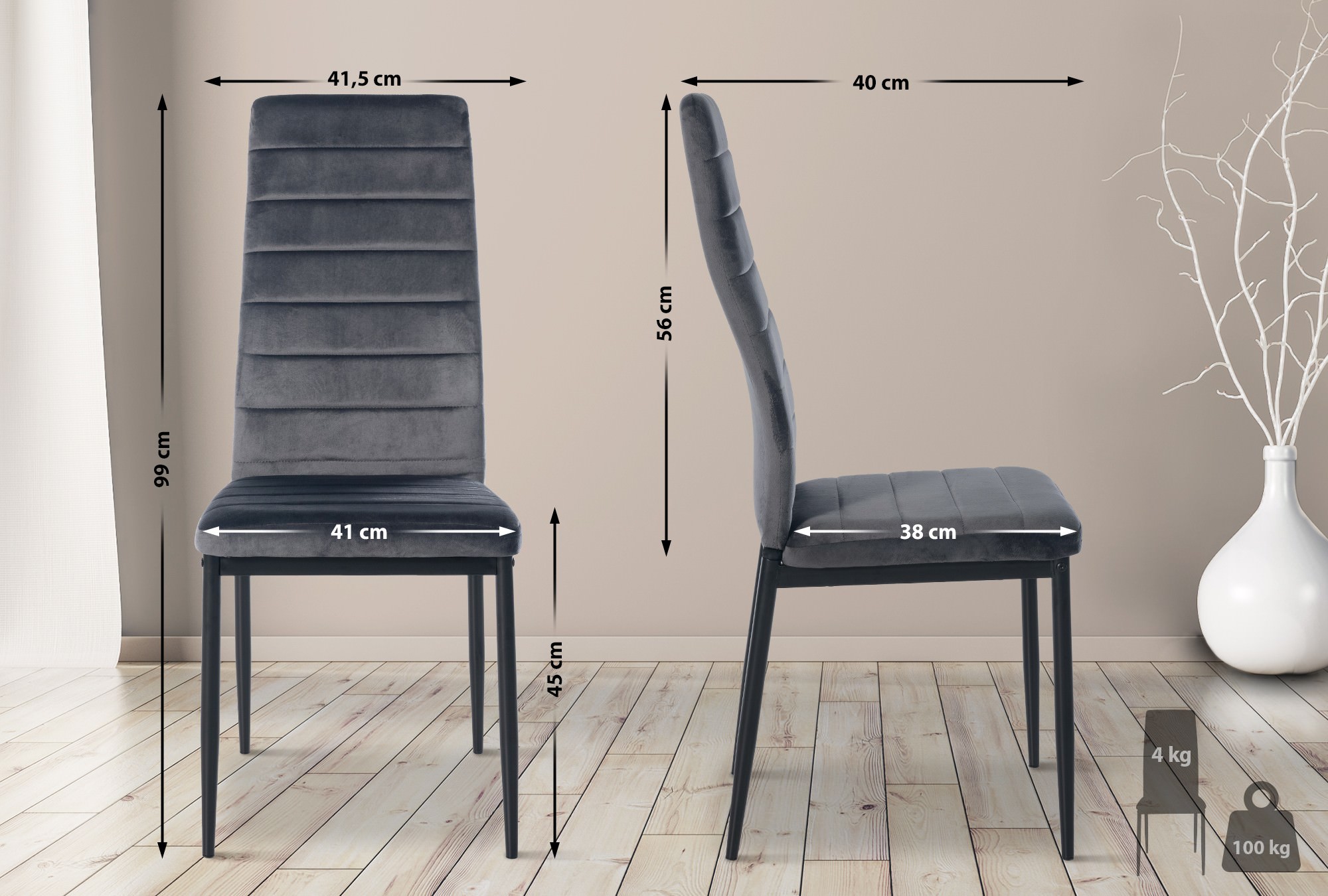 Sett med 4 Mayfair spisestoler