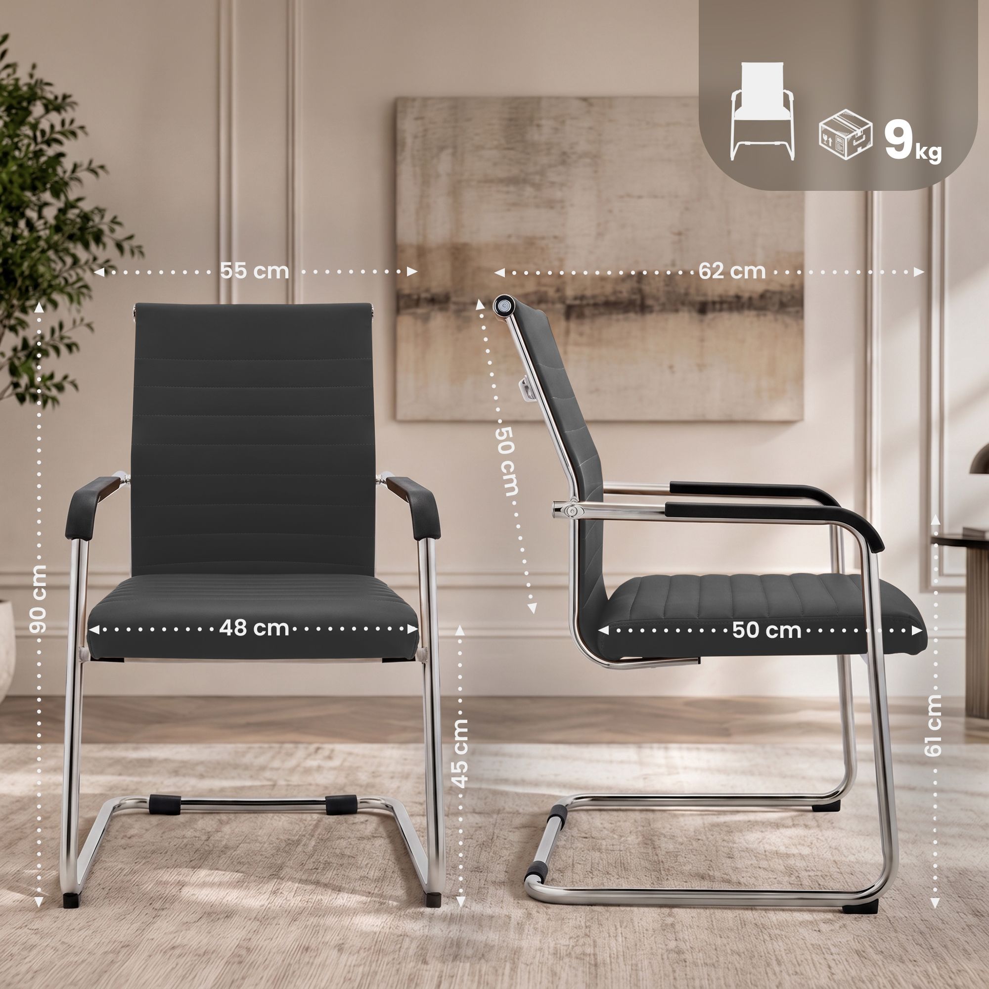 Freischwinger Hakon i skinnlook &ndash; moderne stol med komfort og stil til spiseplassen din