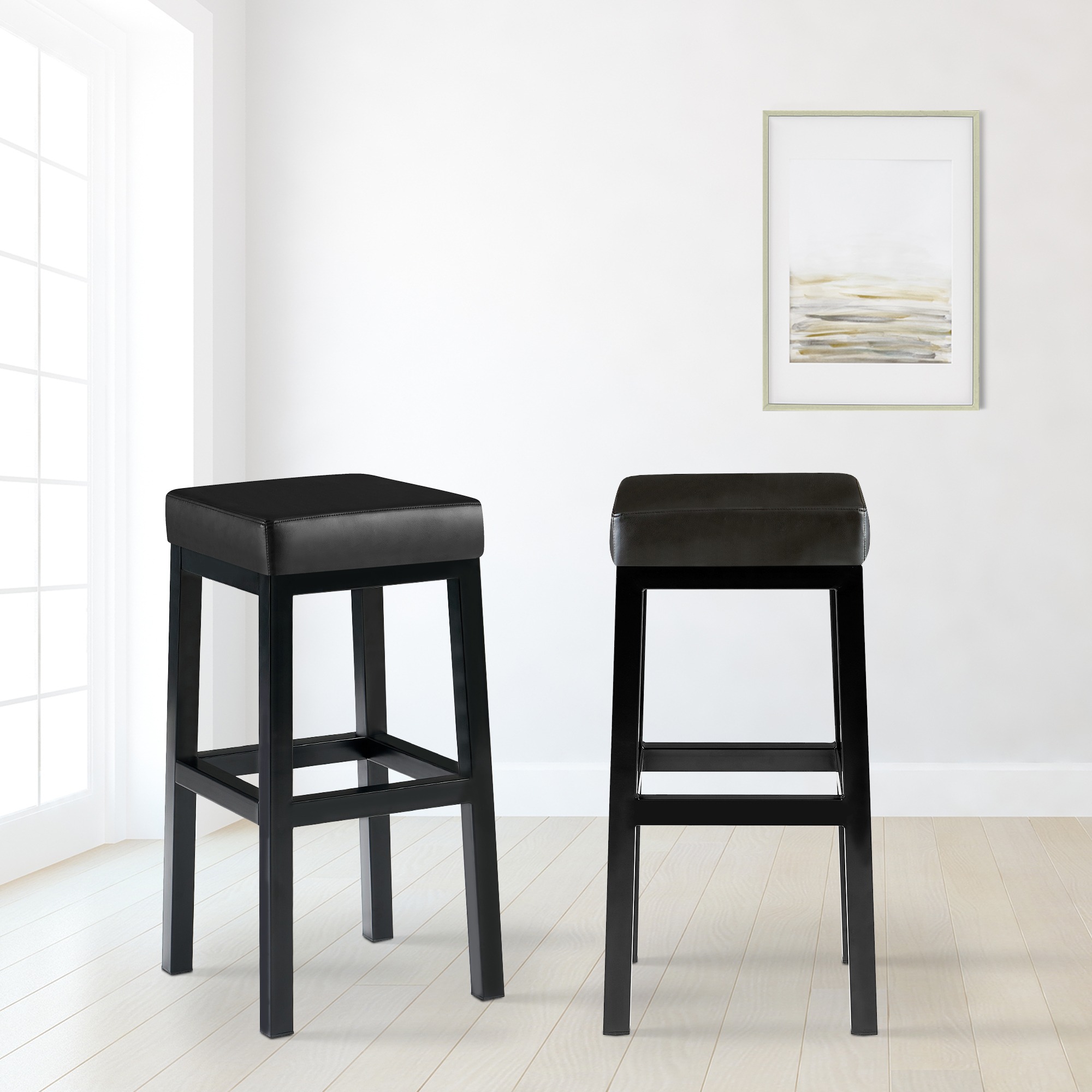 Barstol Taylor kunstlær trekk setehøyde 78 cm metallramme svart