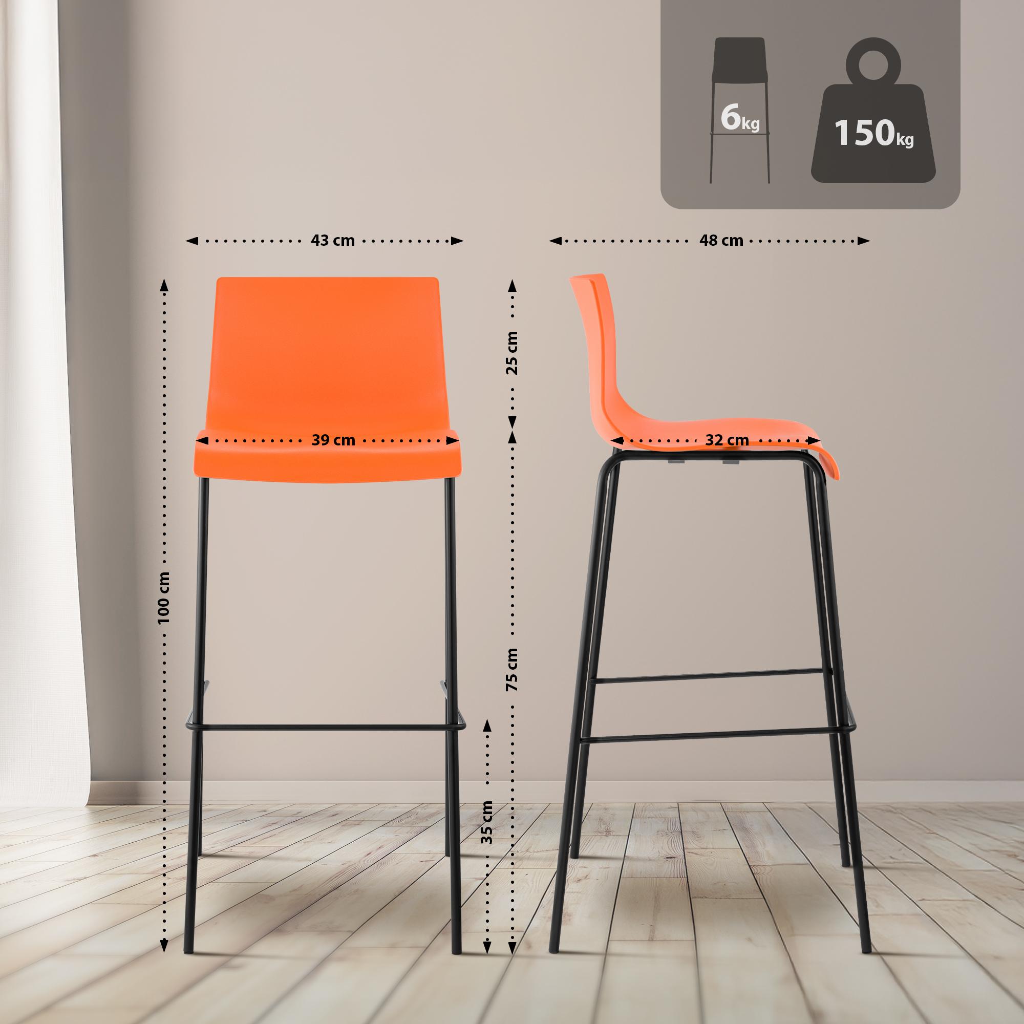 2-pk barstoler Hover i plast, 4-bens understell