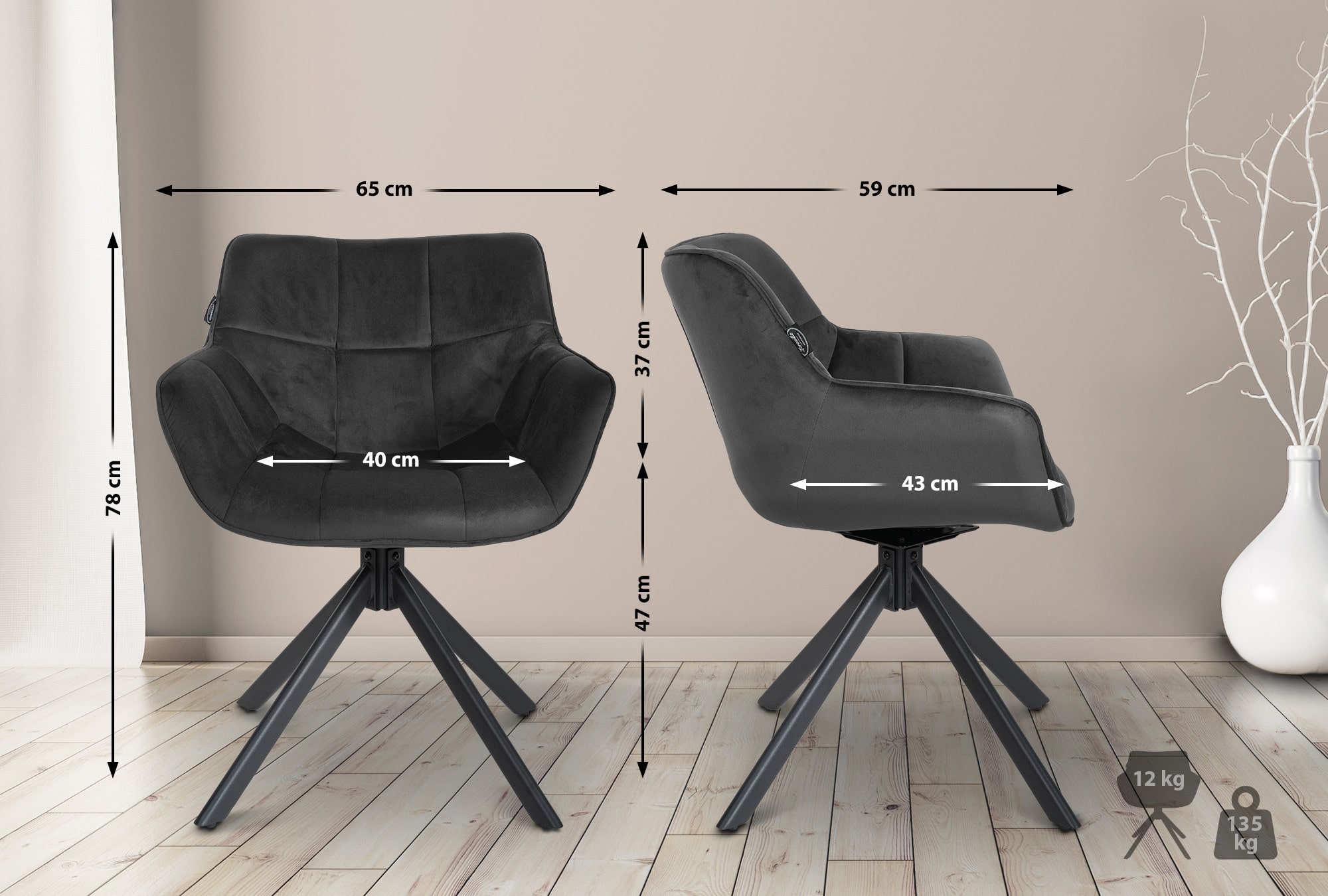 Spisestuestol Westport Velvet