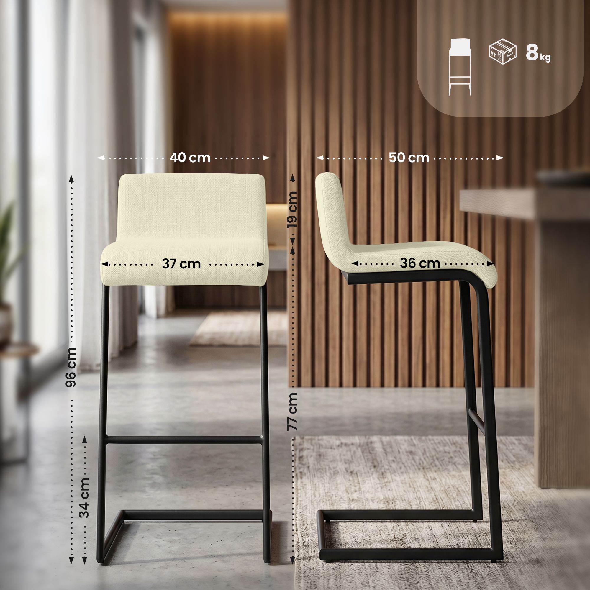 2-pk barkrakker Newport, svart metallunderstell