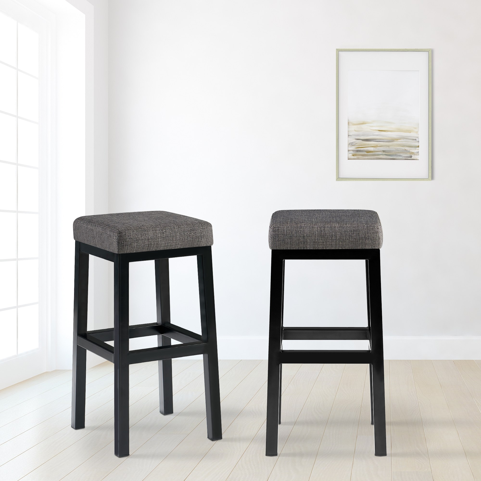 Barstol Taylor stofftrekk setehøyde 78 cm metallramme svart