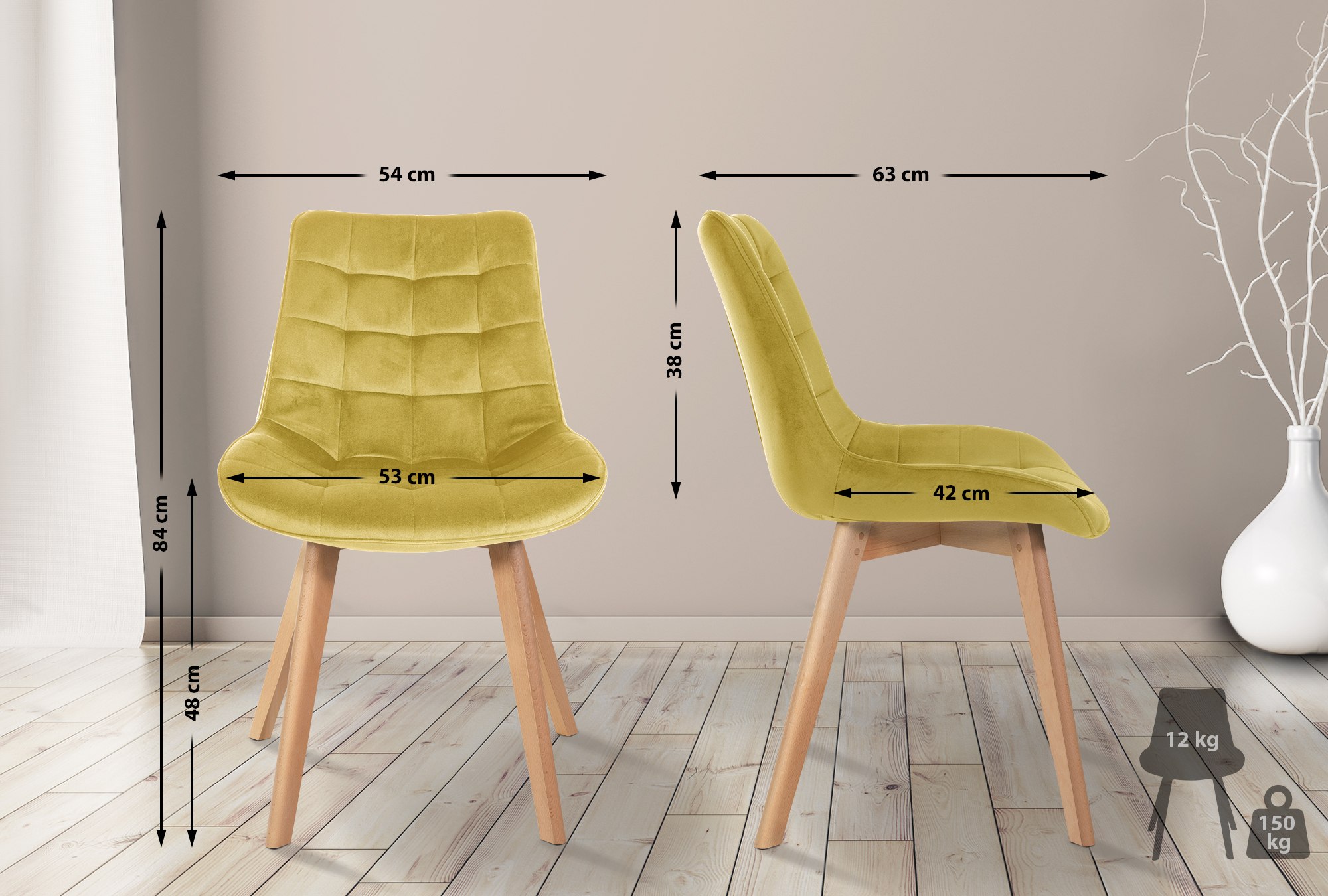 Sett med 2 stoler Brook velvet