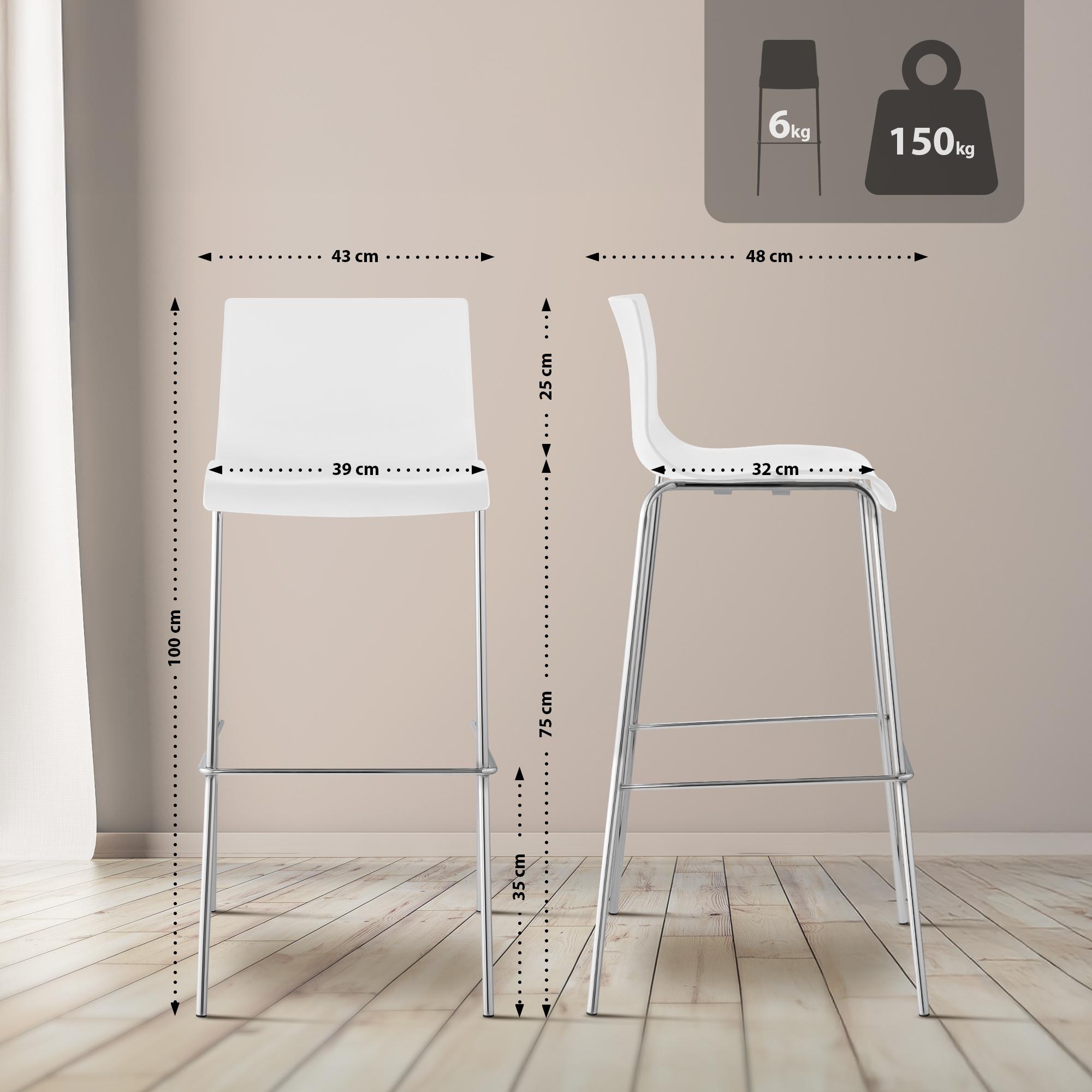 2-pk barstoler Hover i plast, 4-bens understell