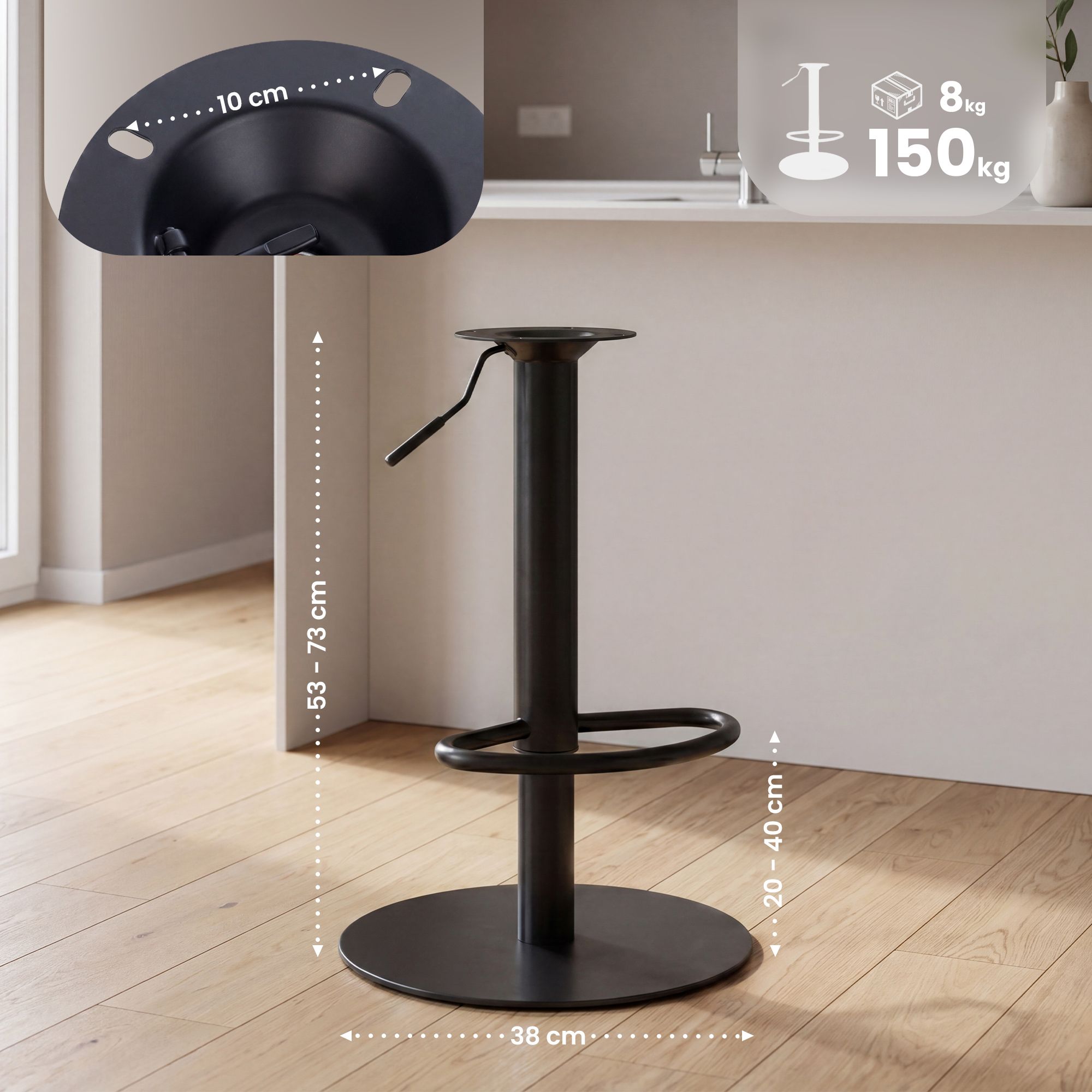 Erstatningsunderstell til barkrakk opptil 135 kg 10 x 10 cm hullavstand