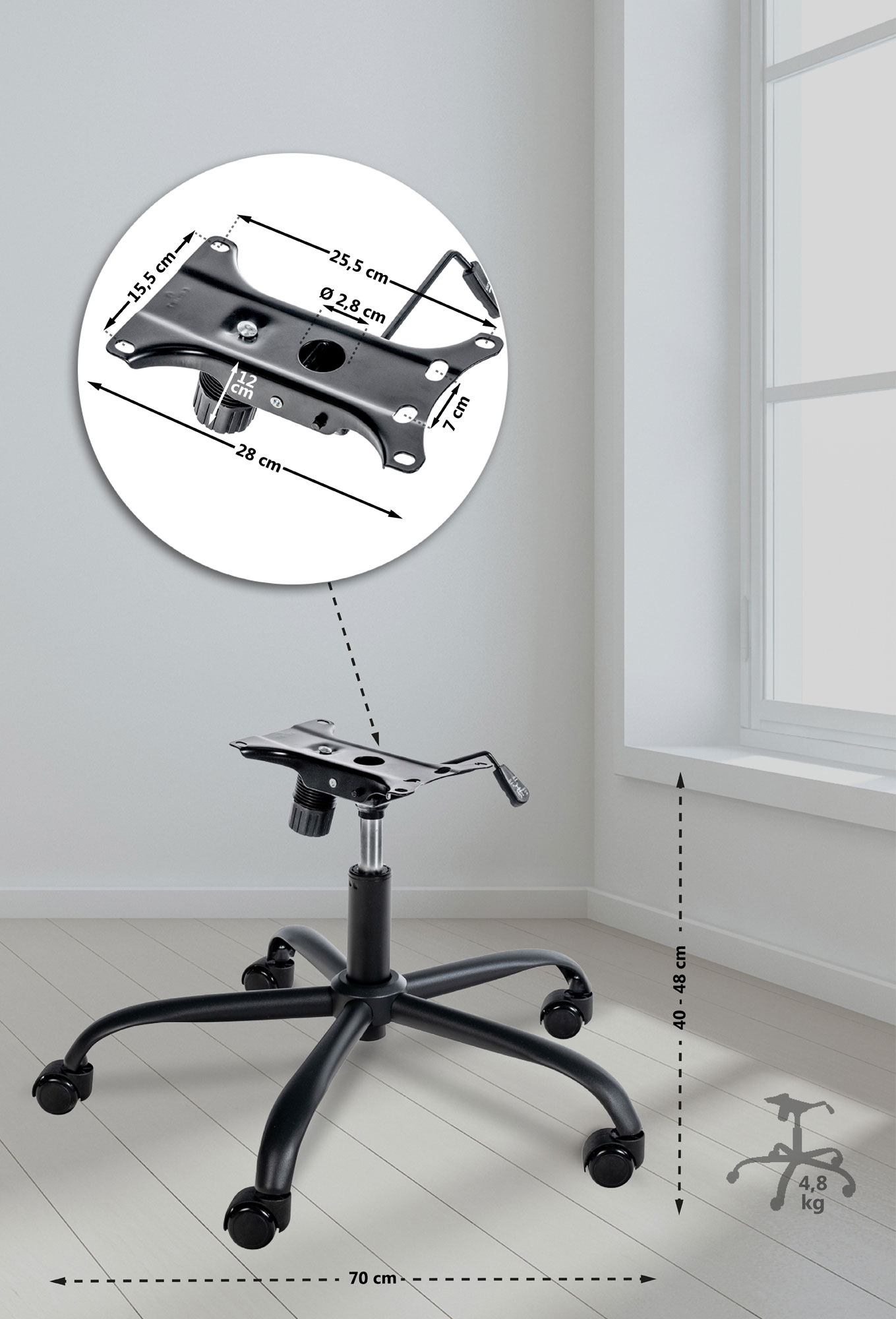 Universalramme for kontorstoler