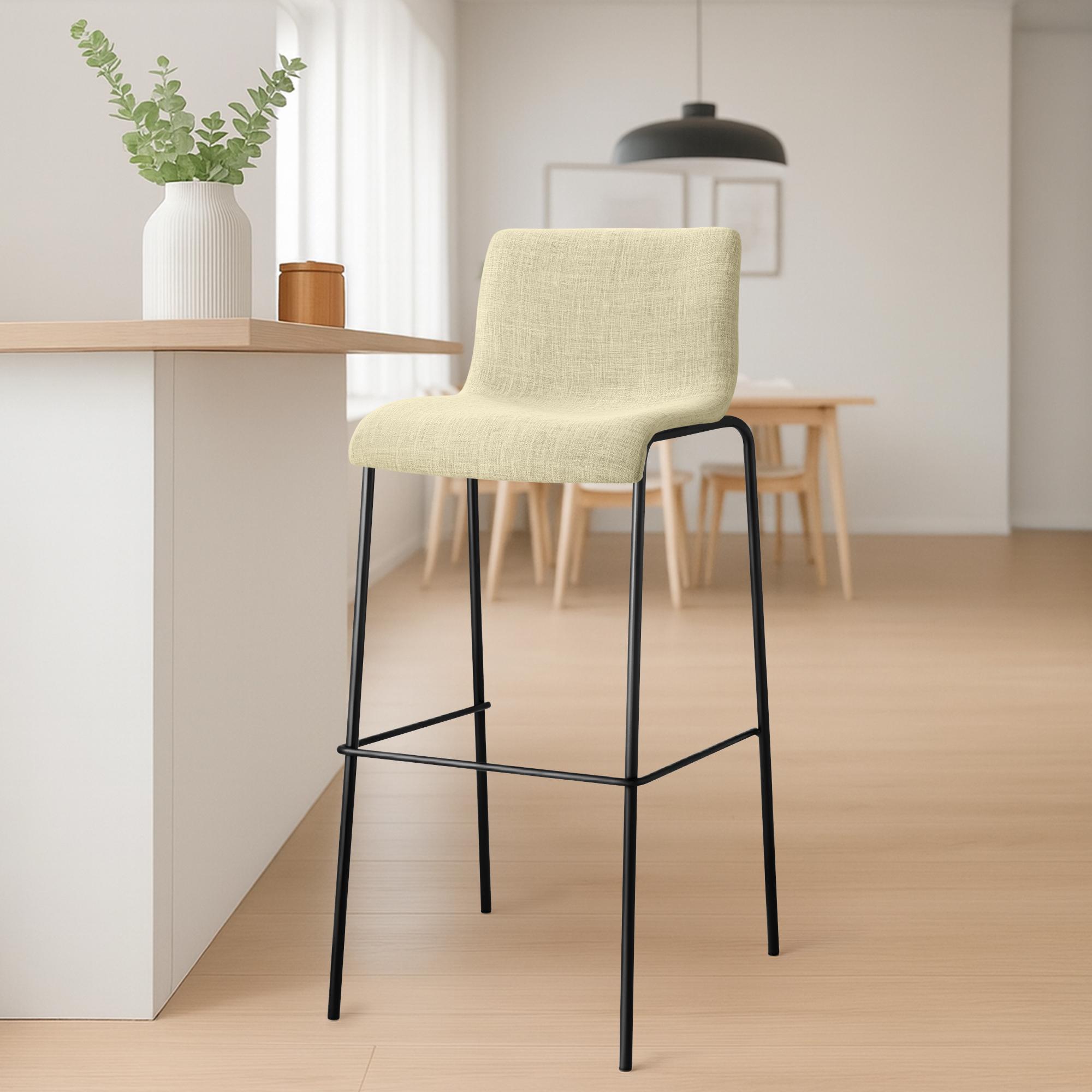 Barstol Hover i stoff med metallunderstell med fire ben