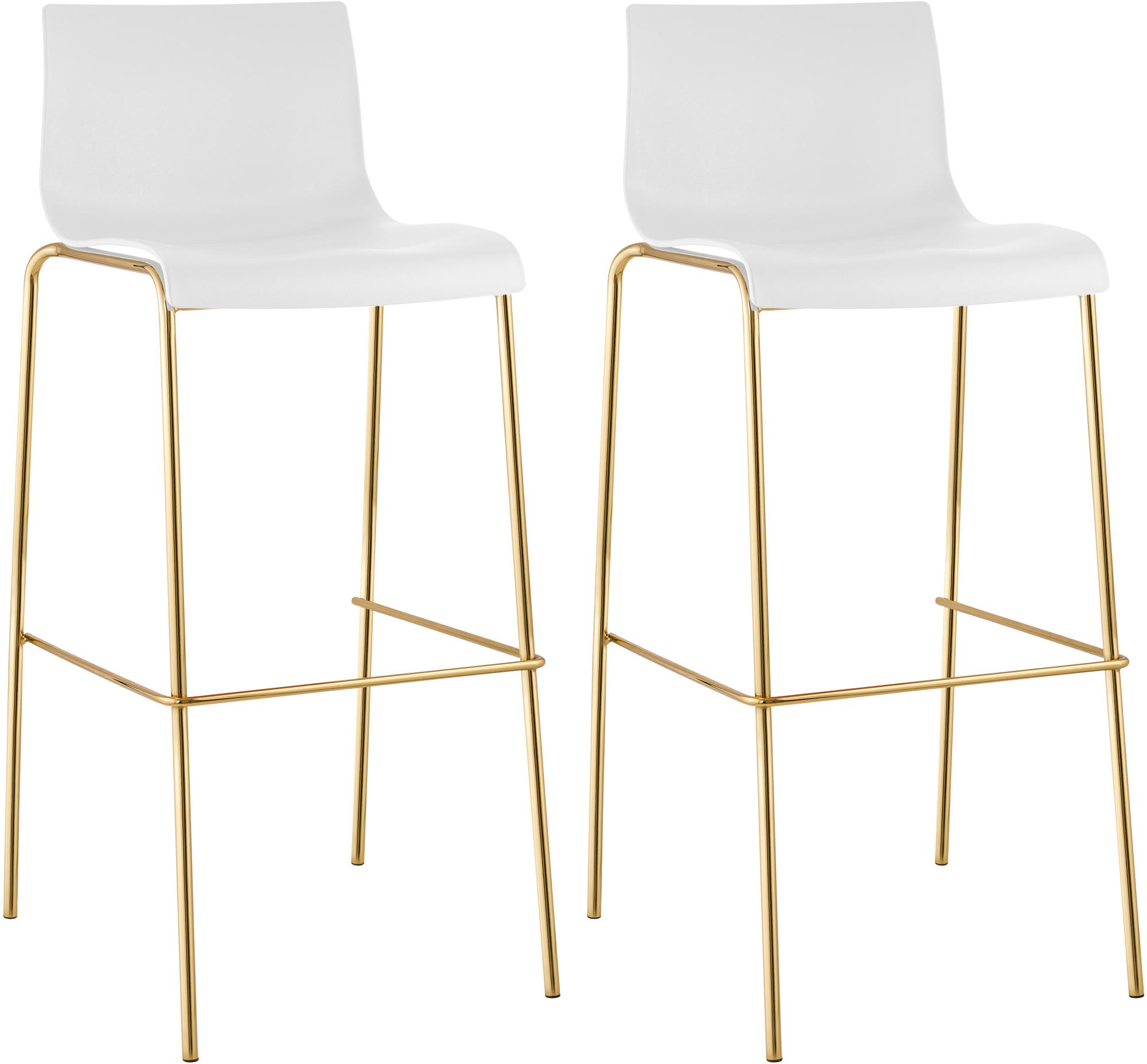 2-pk. barstoler Hover i plast, firbent gullfarget understell