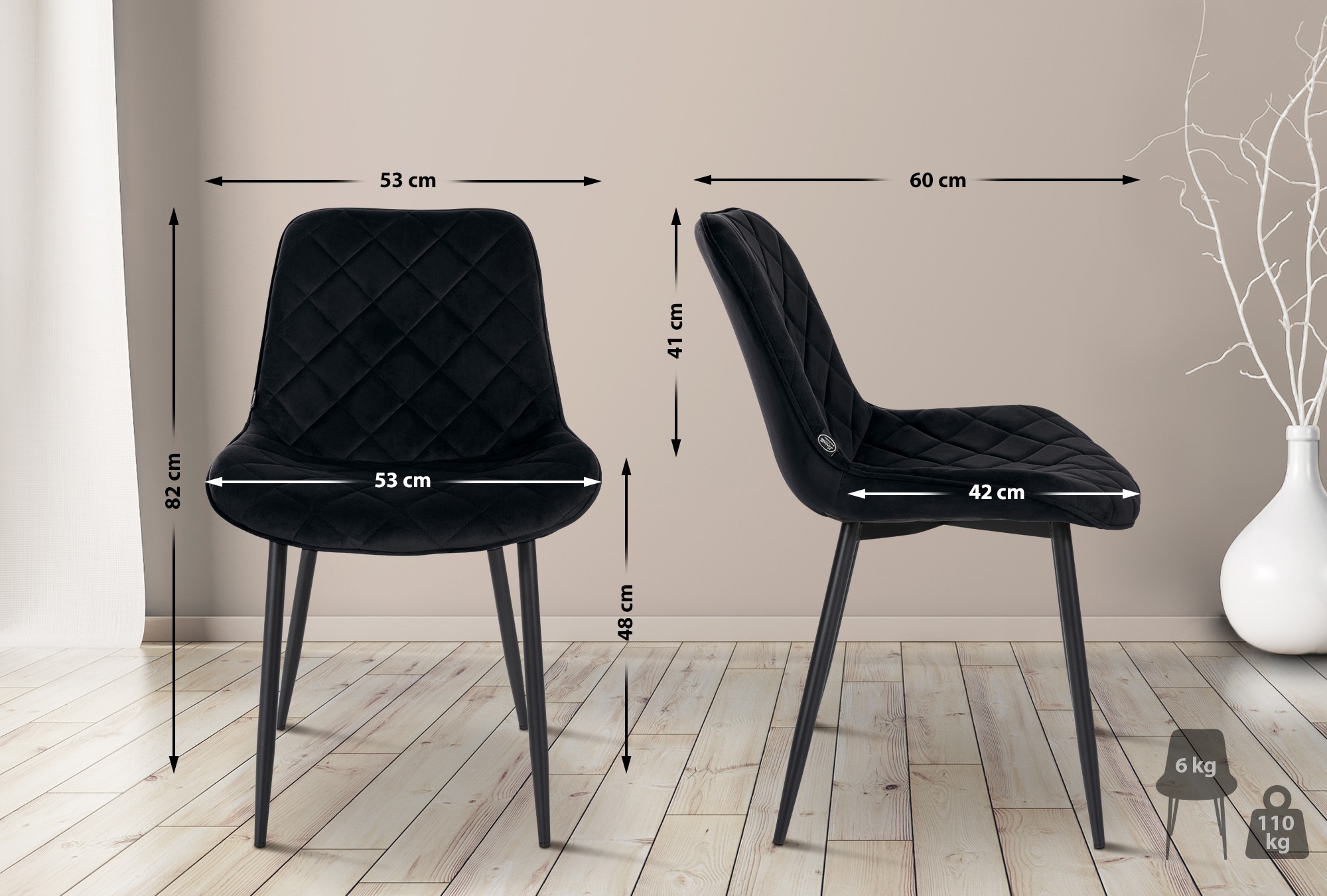 Sett med 4 stoler Springs Velvet