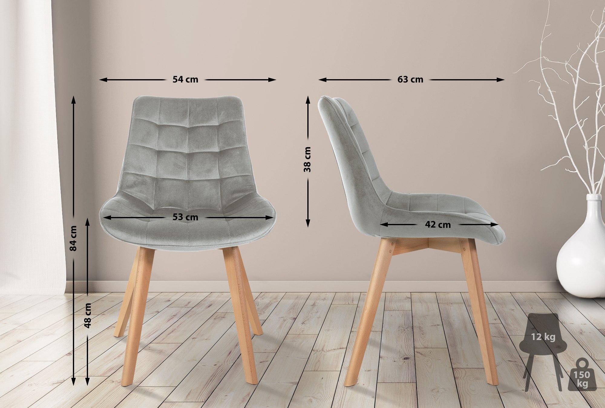 Sett med 2 stoler Brook velvet
