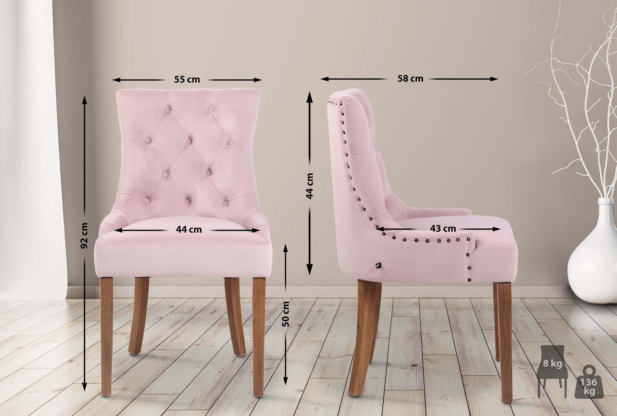 Sett med 4 spisestoler Aberdeen Velvet