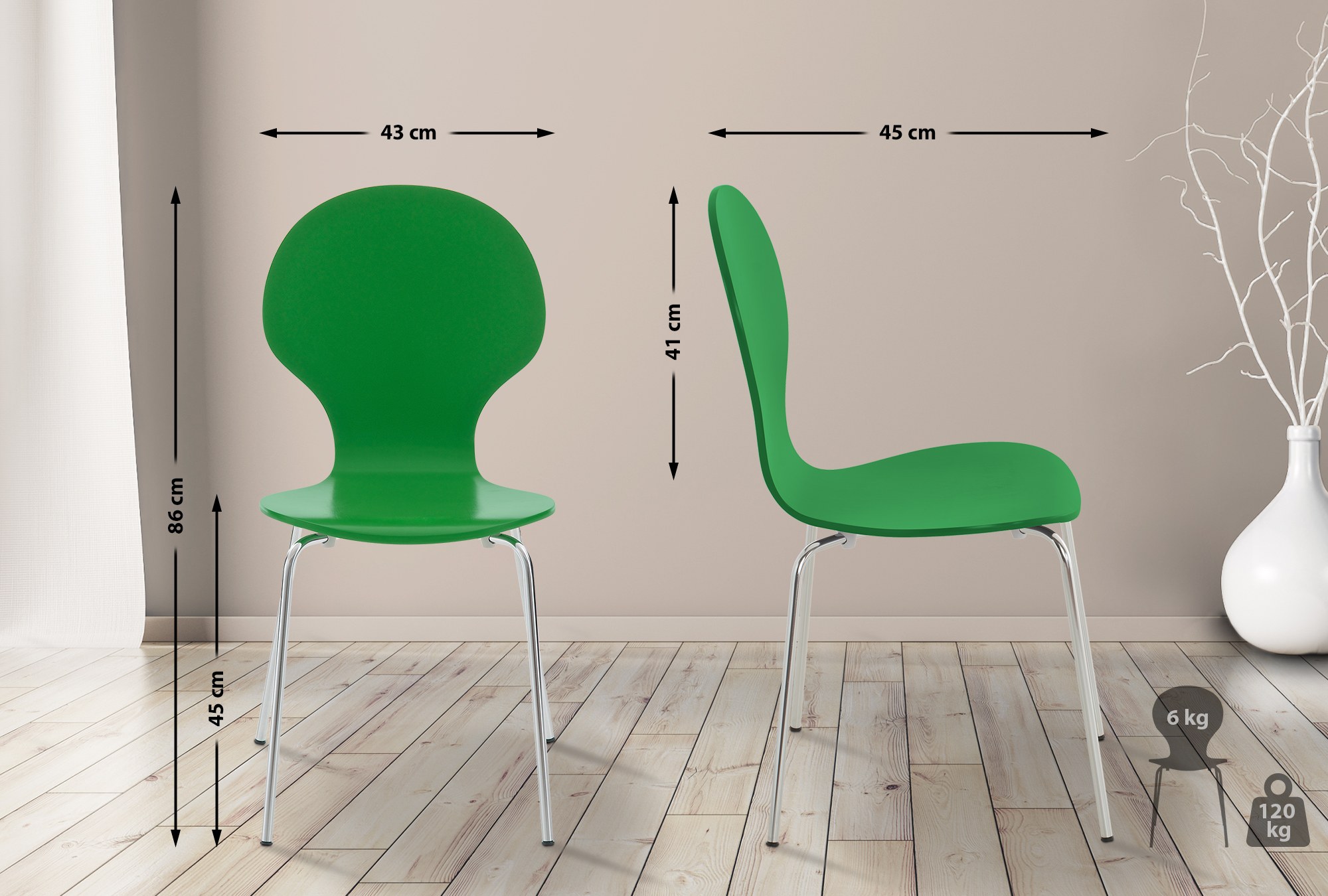 2x Stabelstol DIEGO ergonomisk
