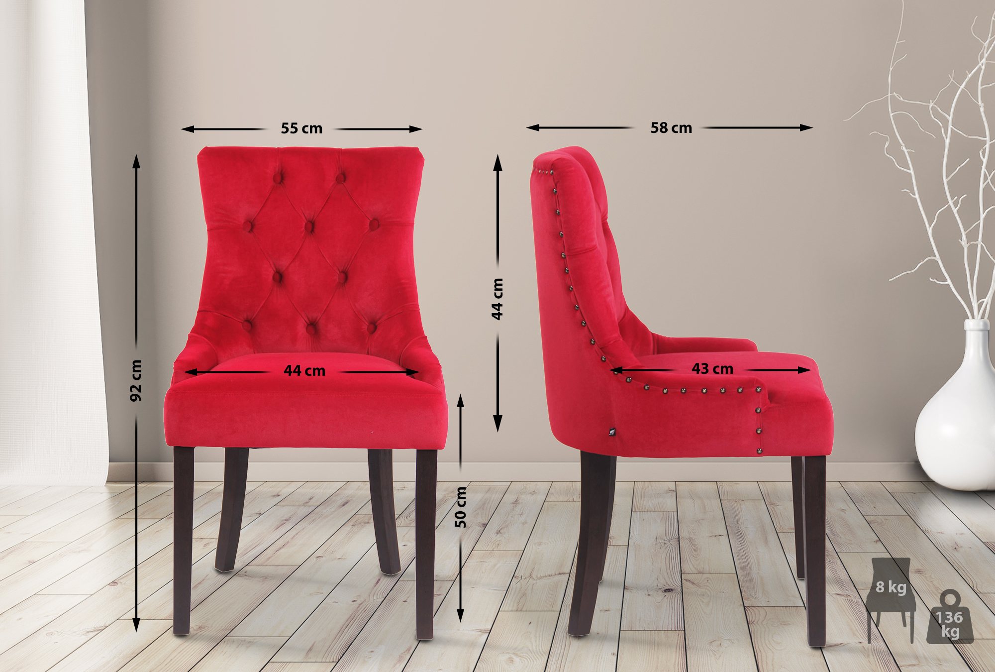 Sett med 4 spisestoler Aberdeen Velvet
