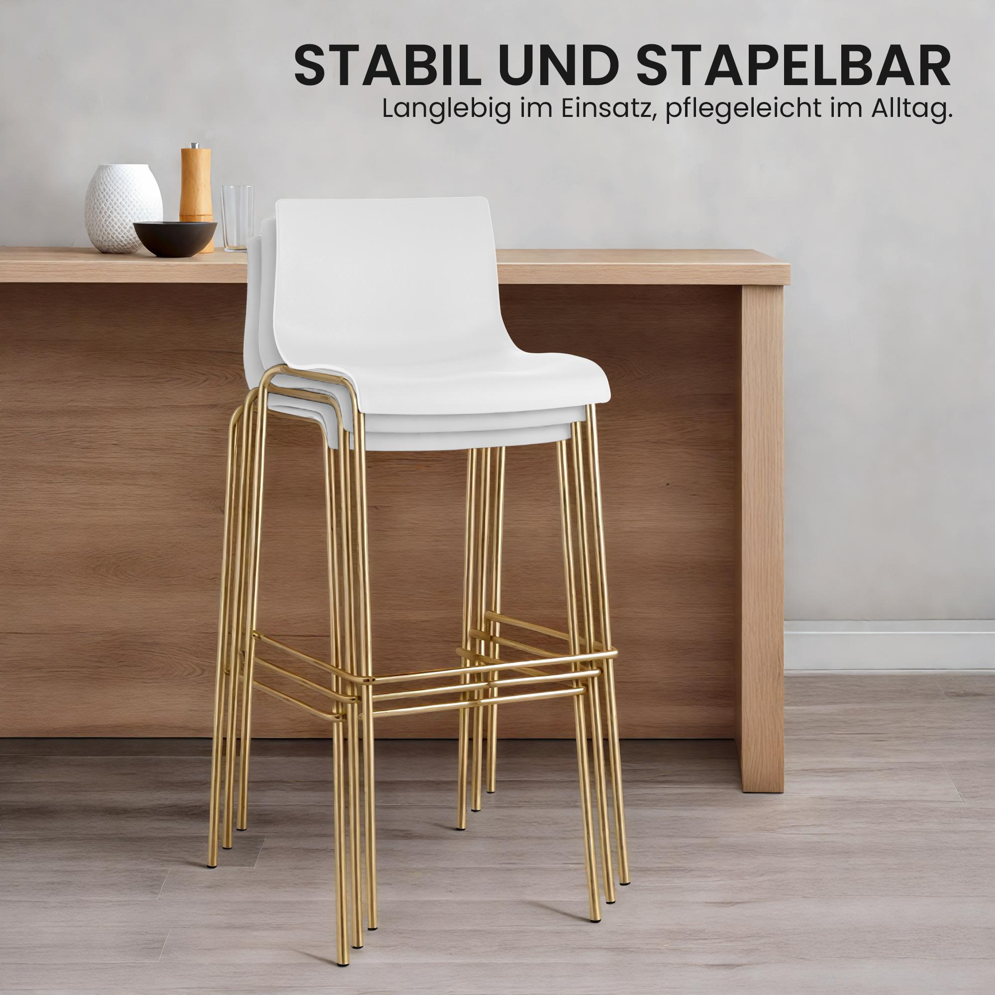 2-pk. barstoler Hover i plast, firbent gullfarget understell