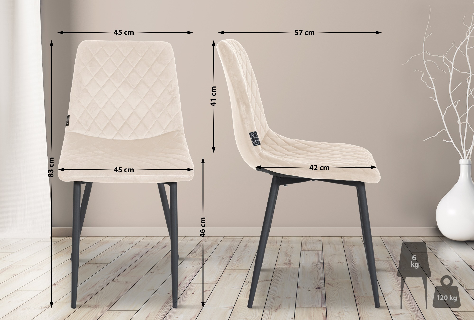 Sett med 4 stoler Telde Velvet