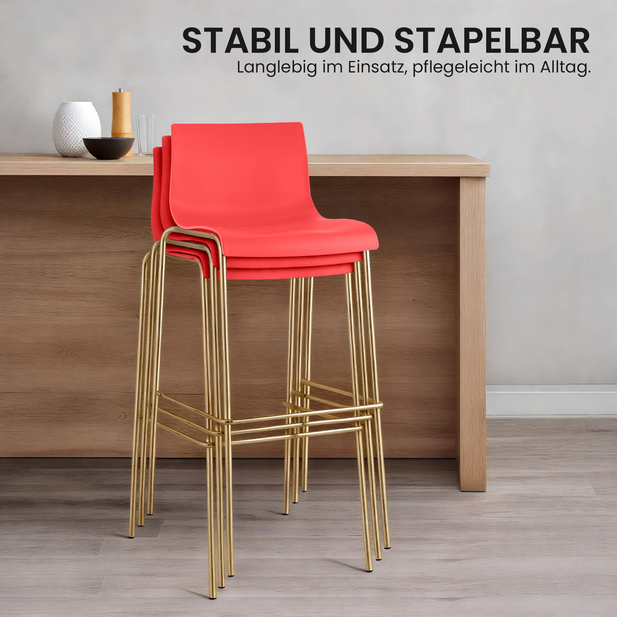 2-pk. barstoler Hover i plast, firbent gullfarget understell