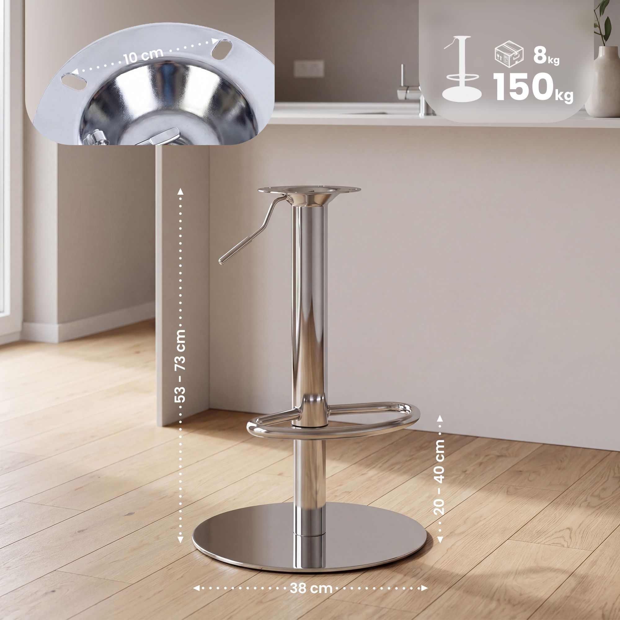 Erstatningsunderstell til barkrakk opptil 135 kg 10 x 10 cm hullavstand