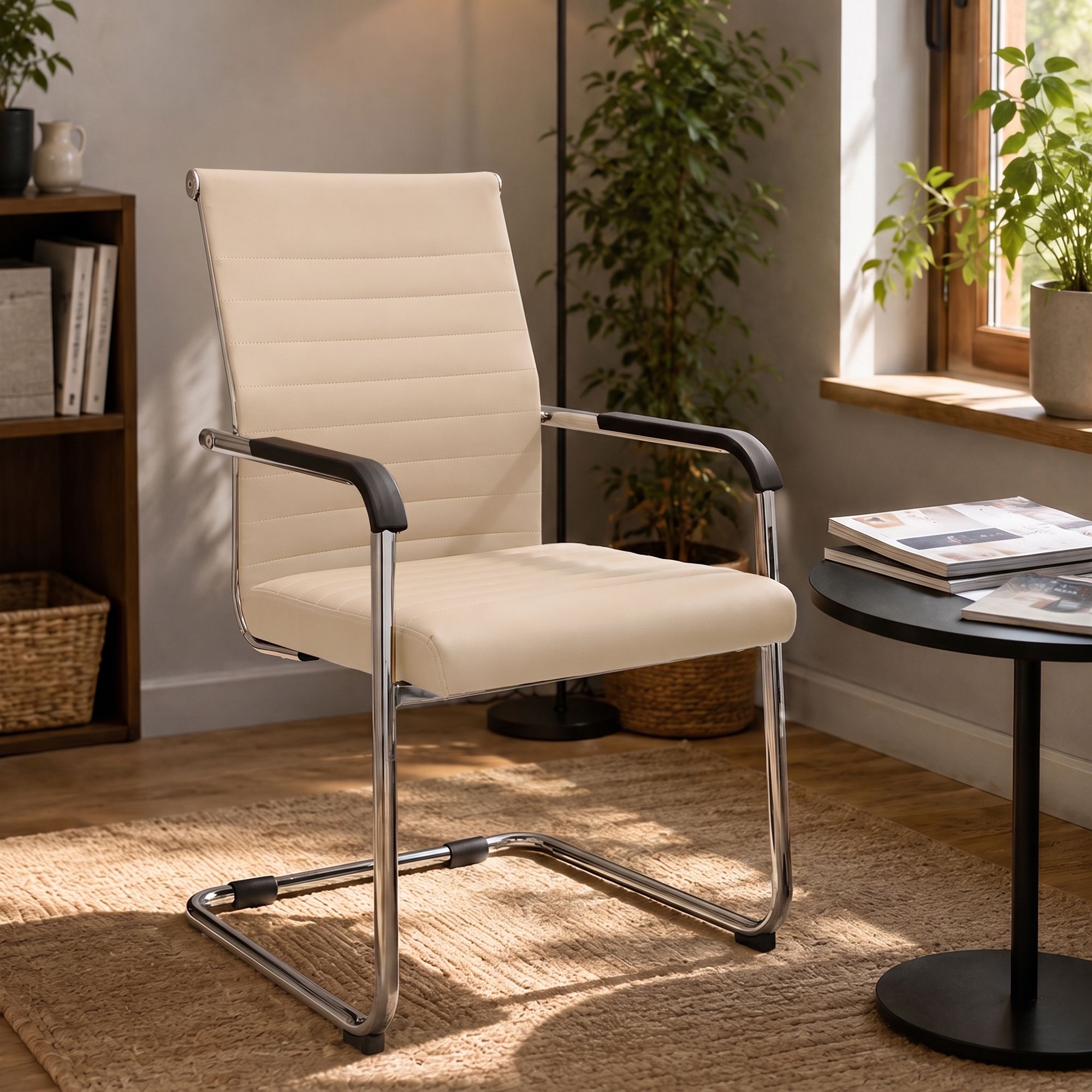 Freischwinger Hakon i skinnlook &ndash; moderne stol med komfort og stil til spiseplassen din