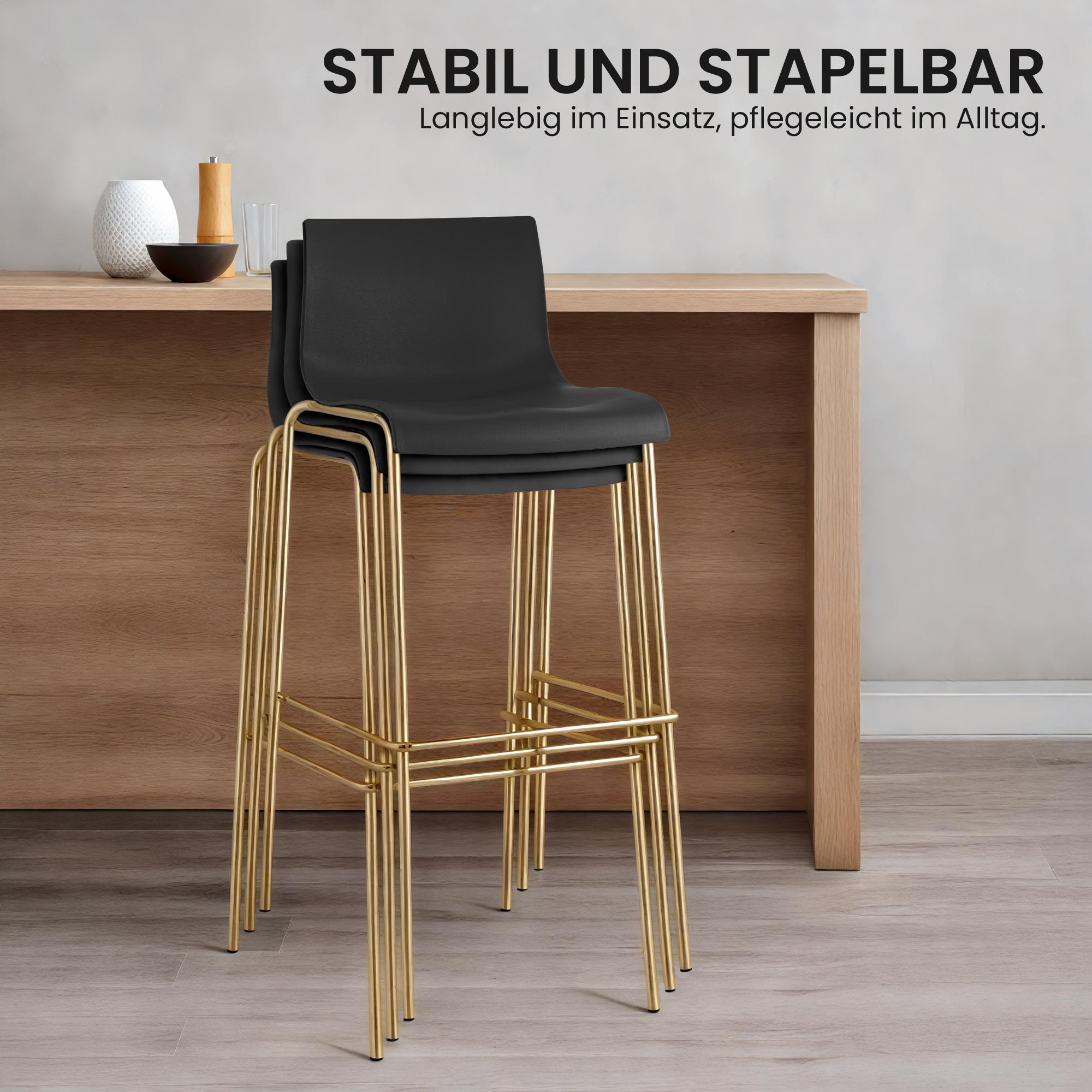 2-pk. barstoler Hover i plast, firbent gullfarget understell
