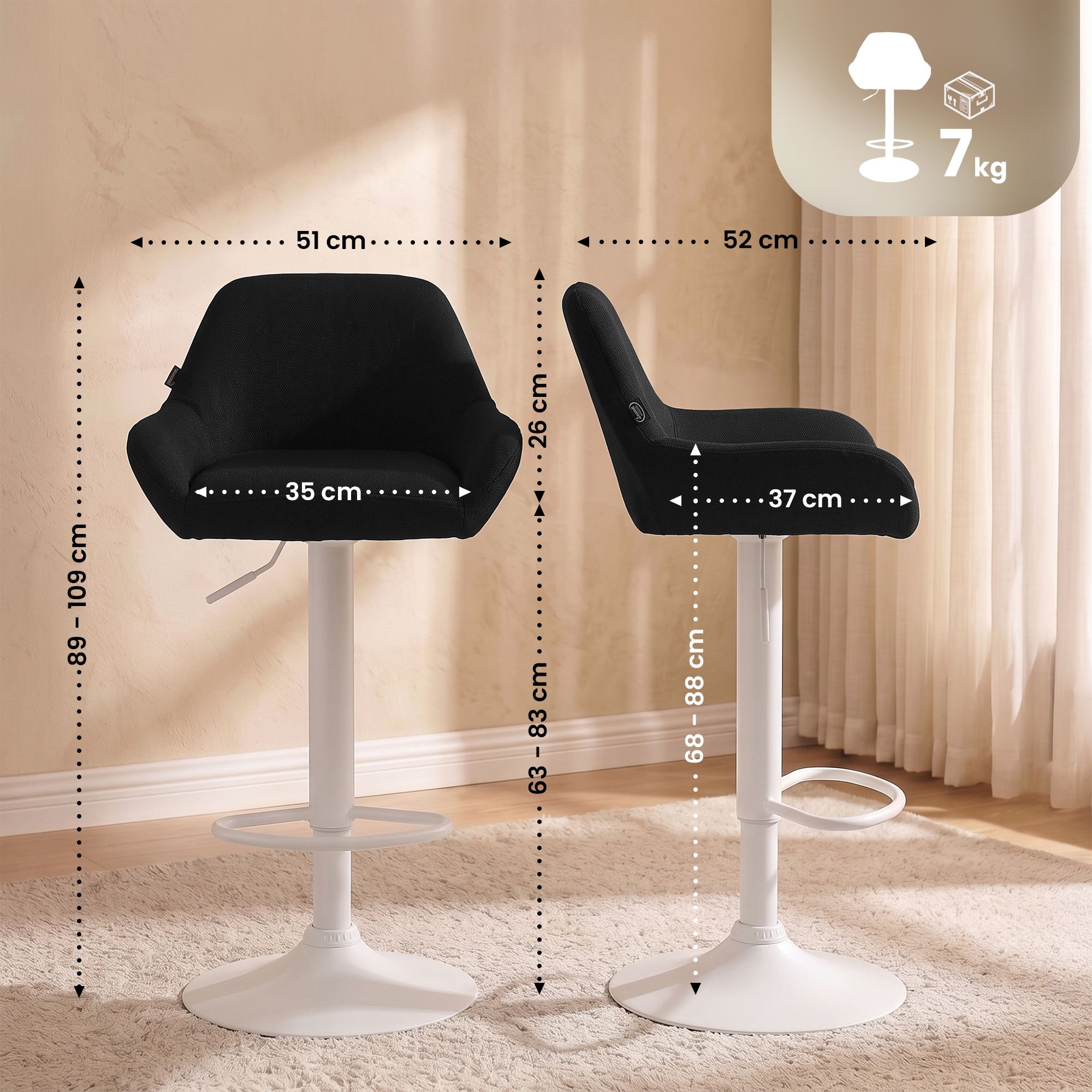 2 pk Barstoler Braga Stoff