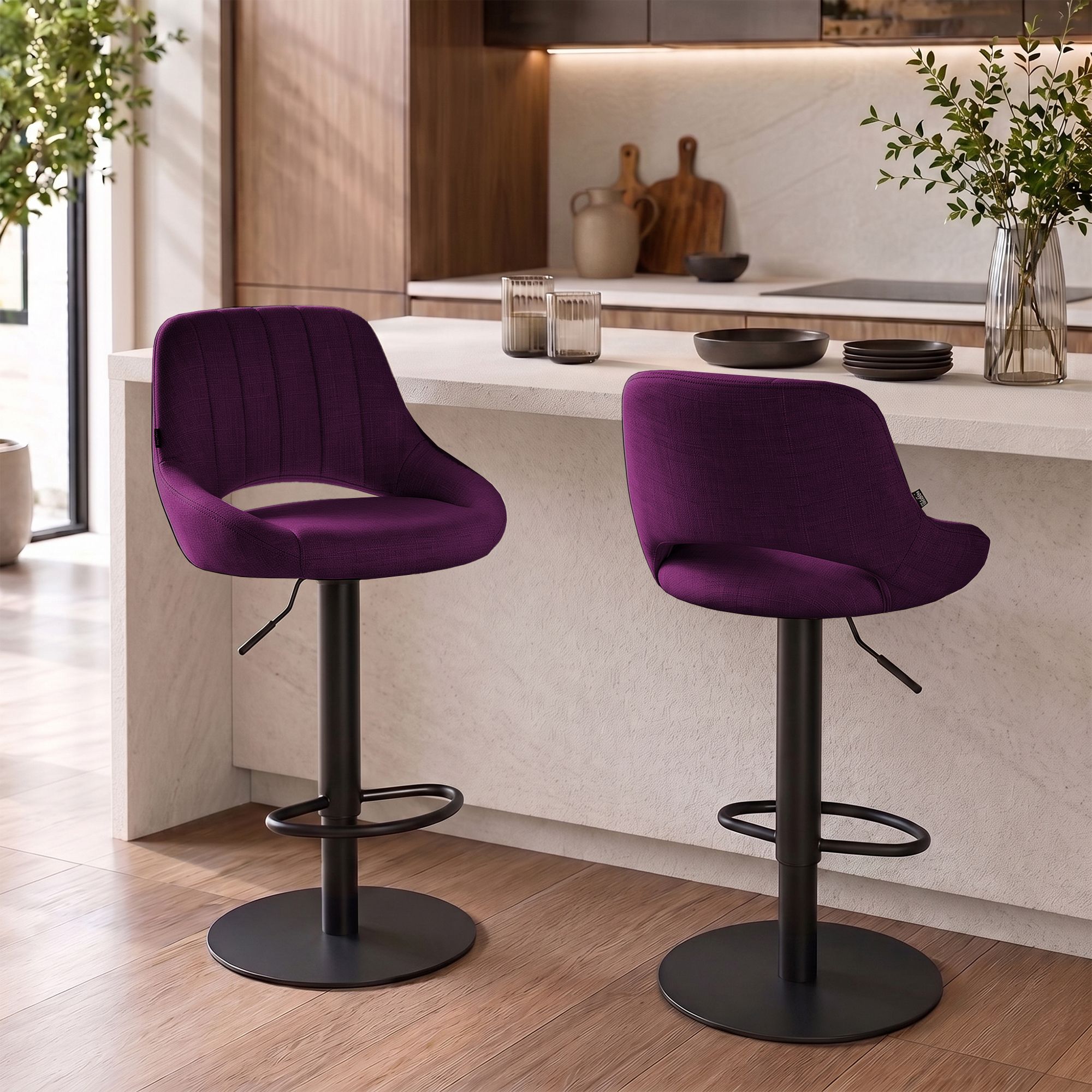 2-pk. barstoler Milet svart med ekstra tunge fotbaser