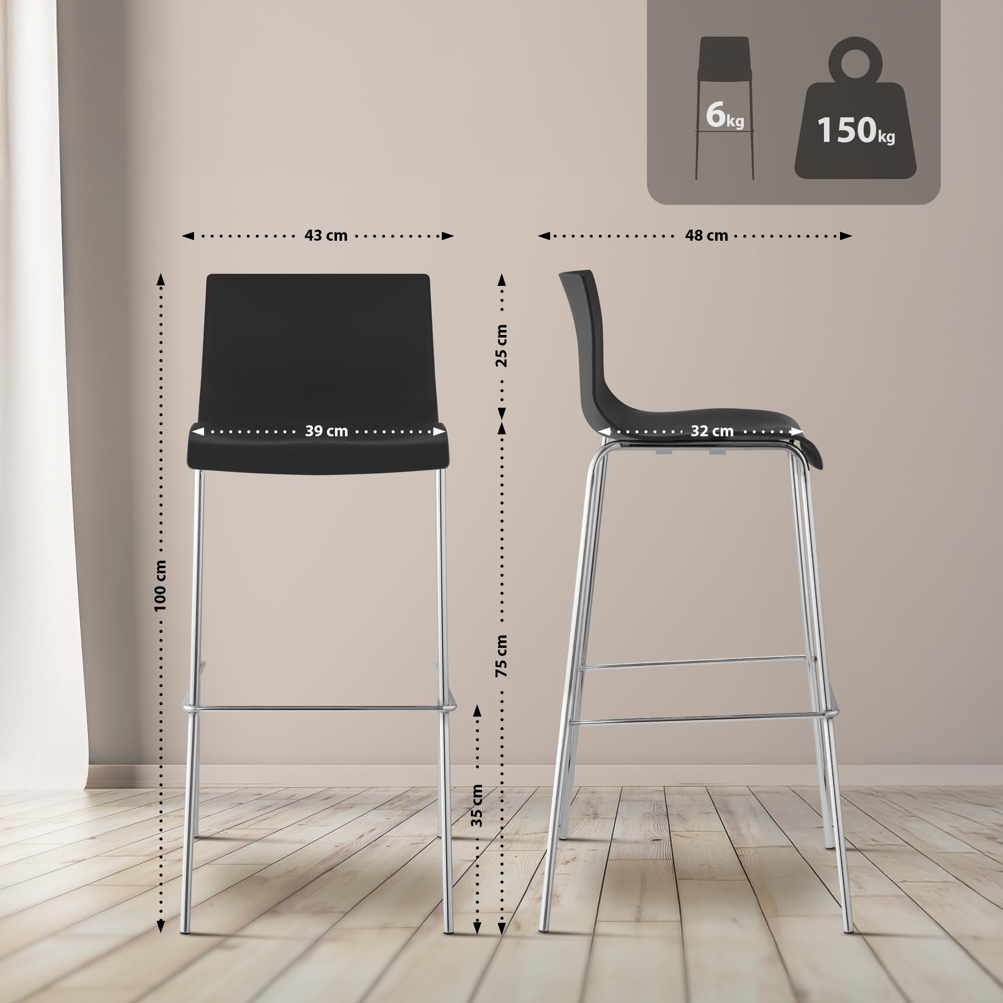 Hover barstol, plast, 4-ben design