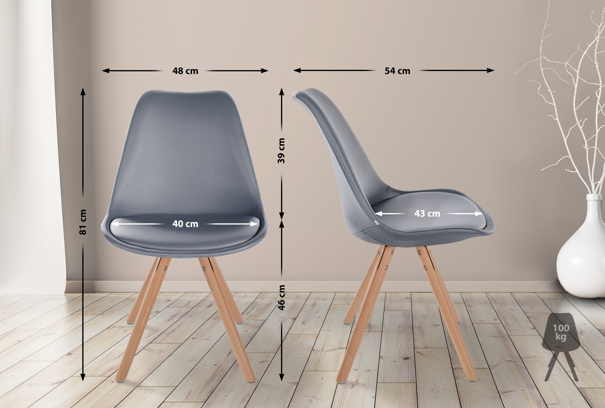 4-seters stol Sofia i kunstskinn