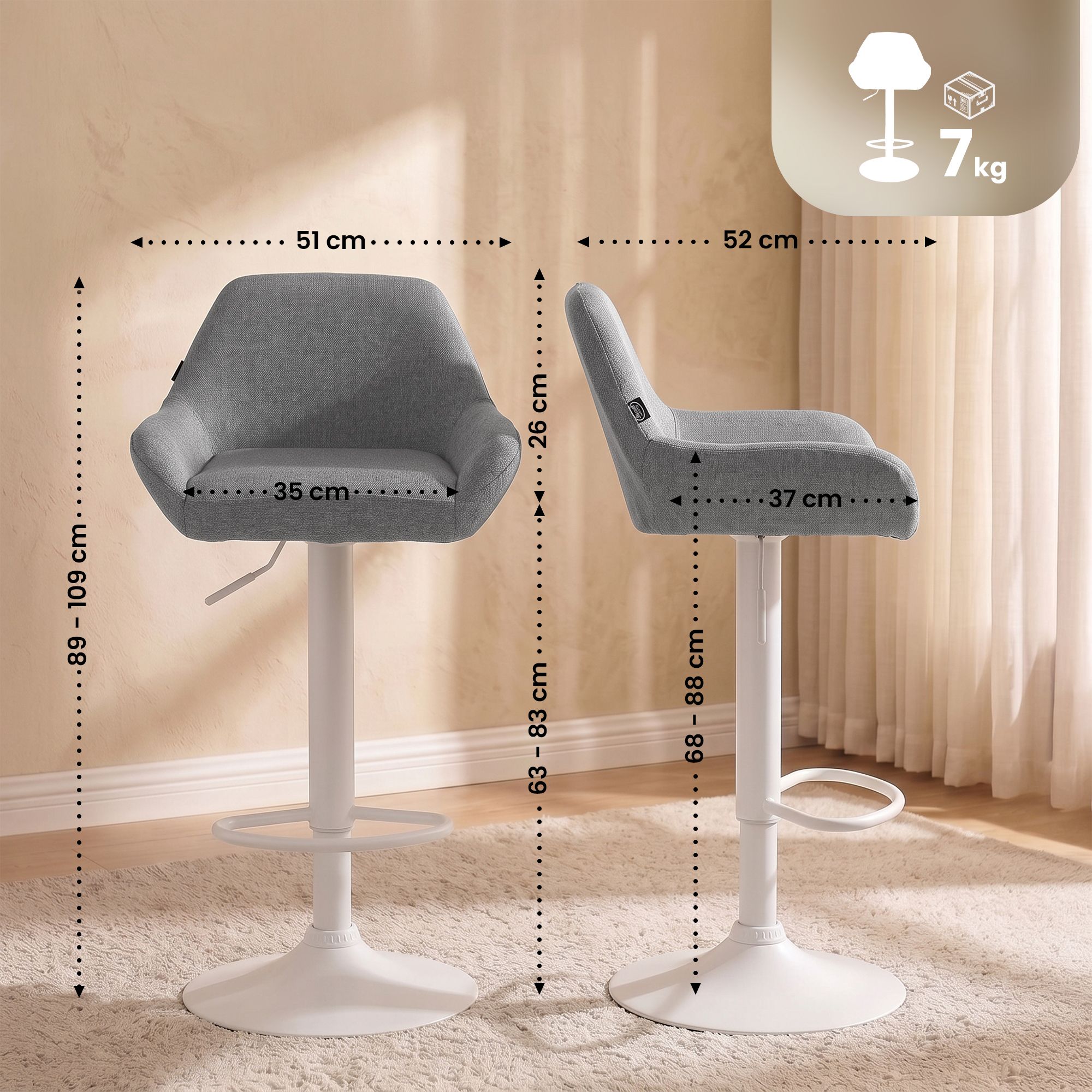 2 pk Barstoler Braga Stoff