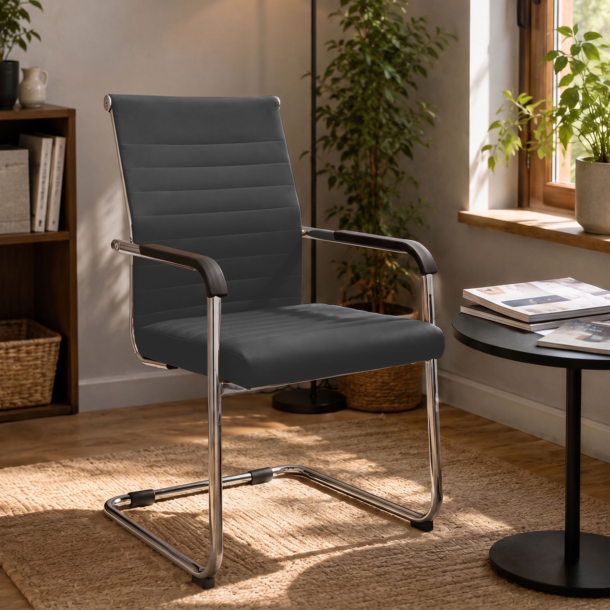 Freischwinger Hakon i skinnlook &ndash; moderne stol med komfort og stil til spiseplassen din