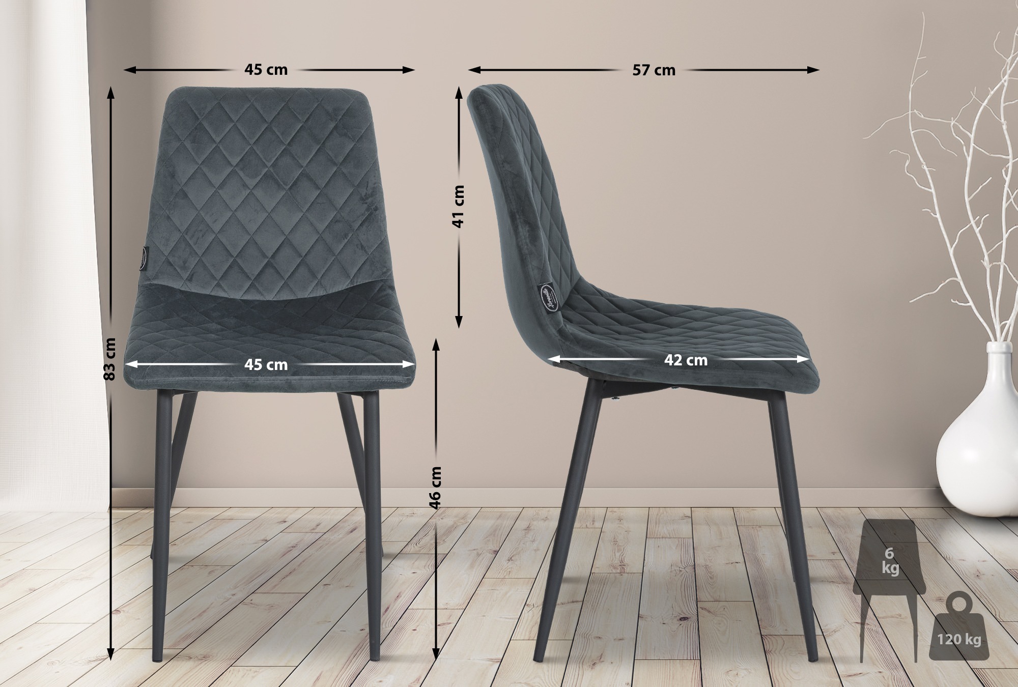 Sett med 4 stoler Telde Velvet