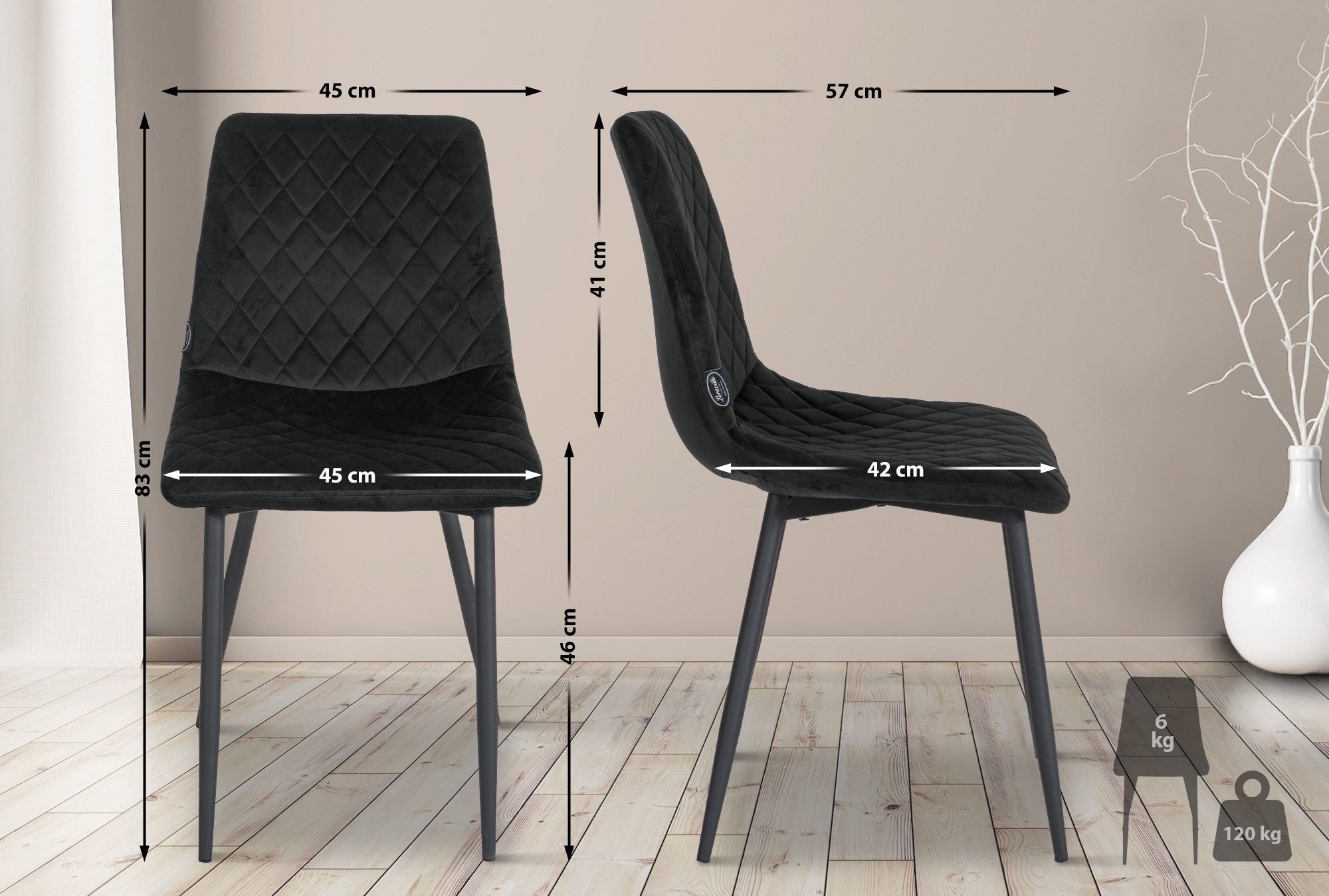 Sett med 4 stoler Telde Velvet