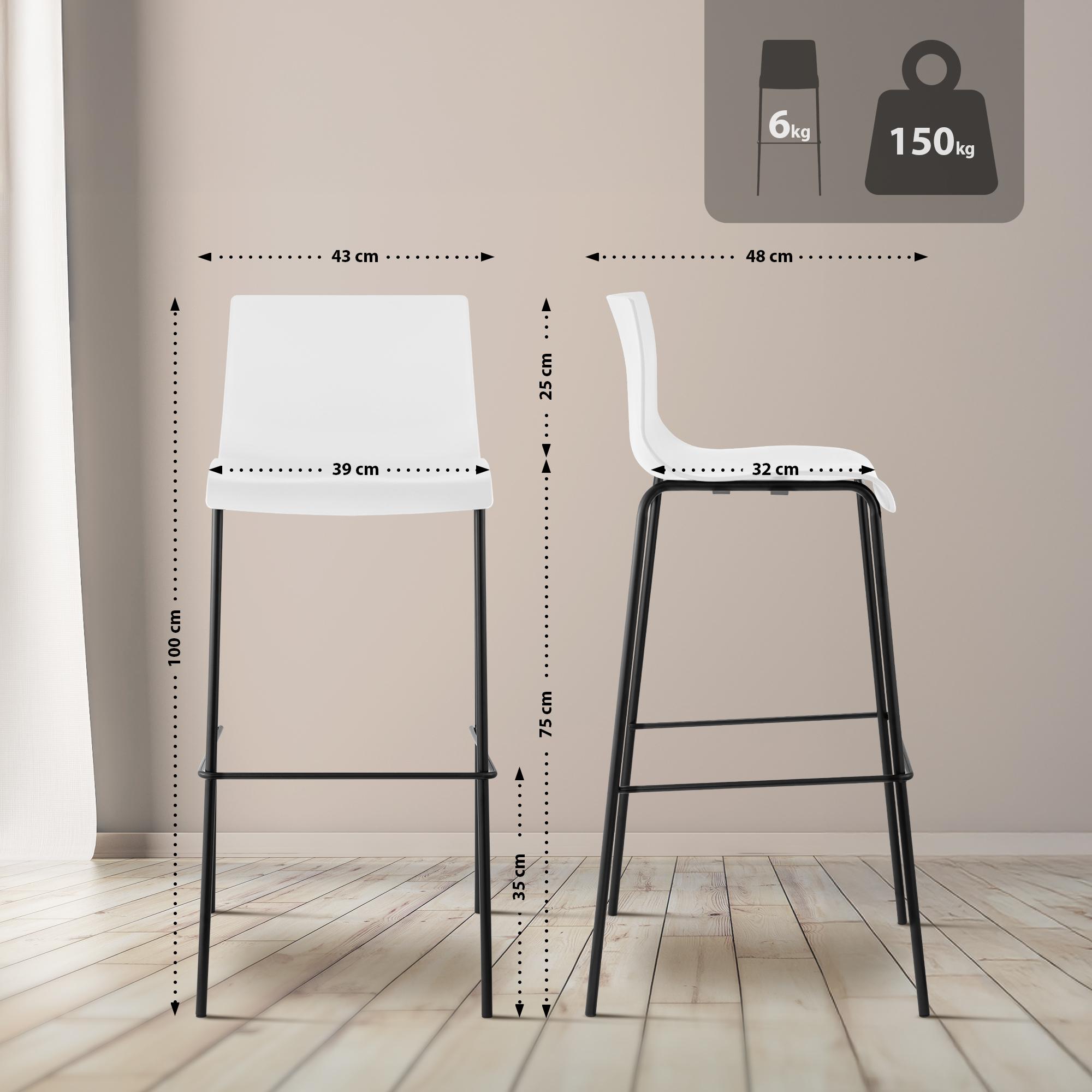 2-pk barstoler Hover i plast, 4-bens understell